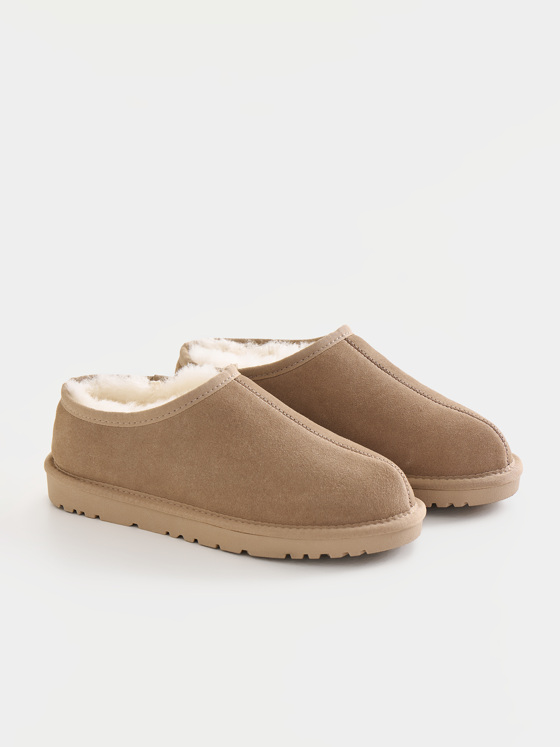 Угги женские, р. 37, с открытой пяткой, замша/шерсть, бежевые, Suede, image-5