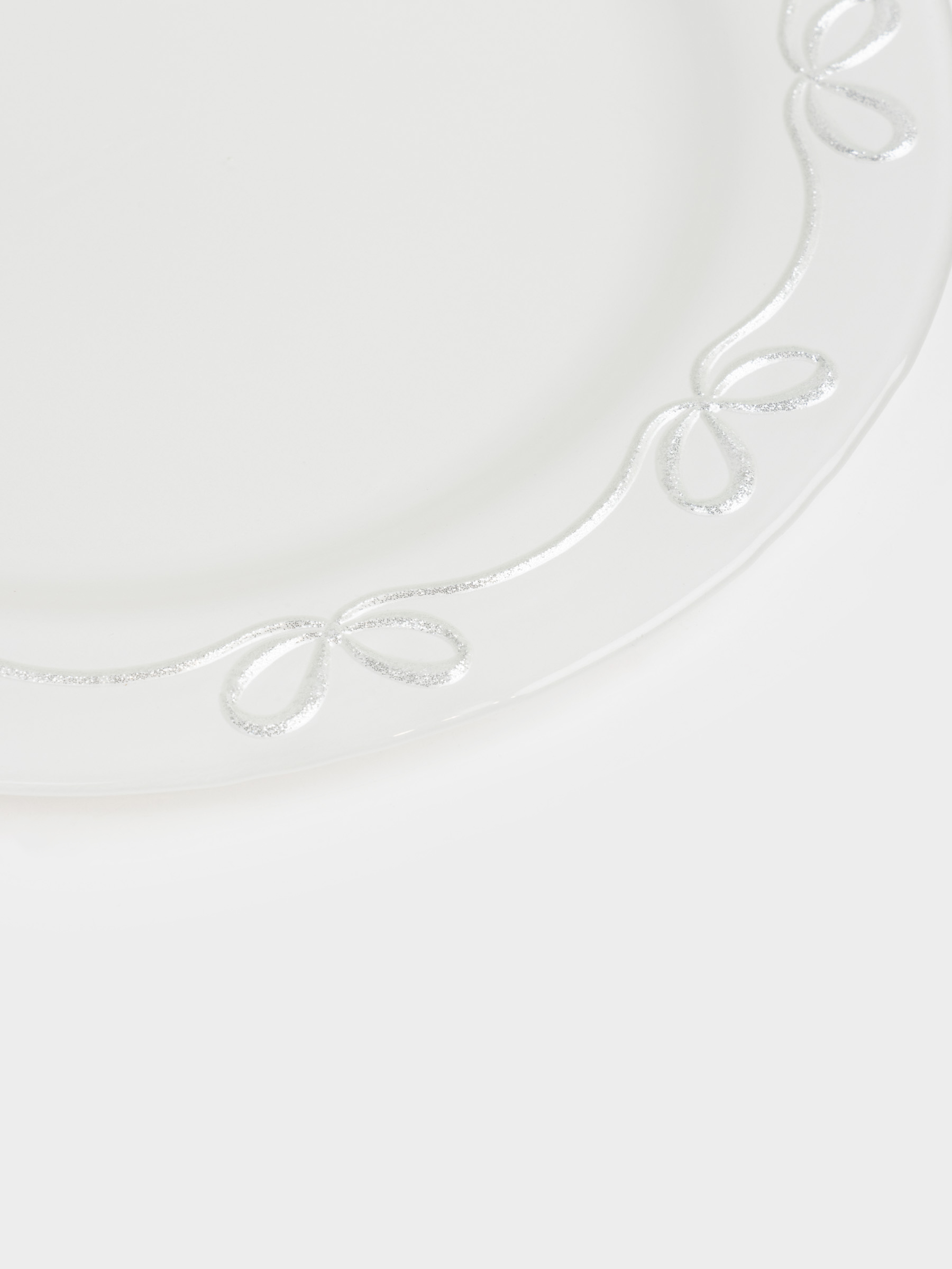 Тарелка закусочная, 21 см, стекло, белая, Банты, Bows pattern, image-3