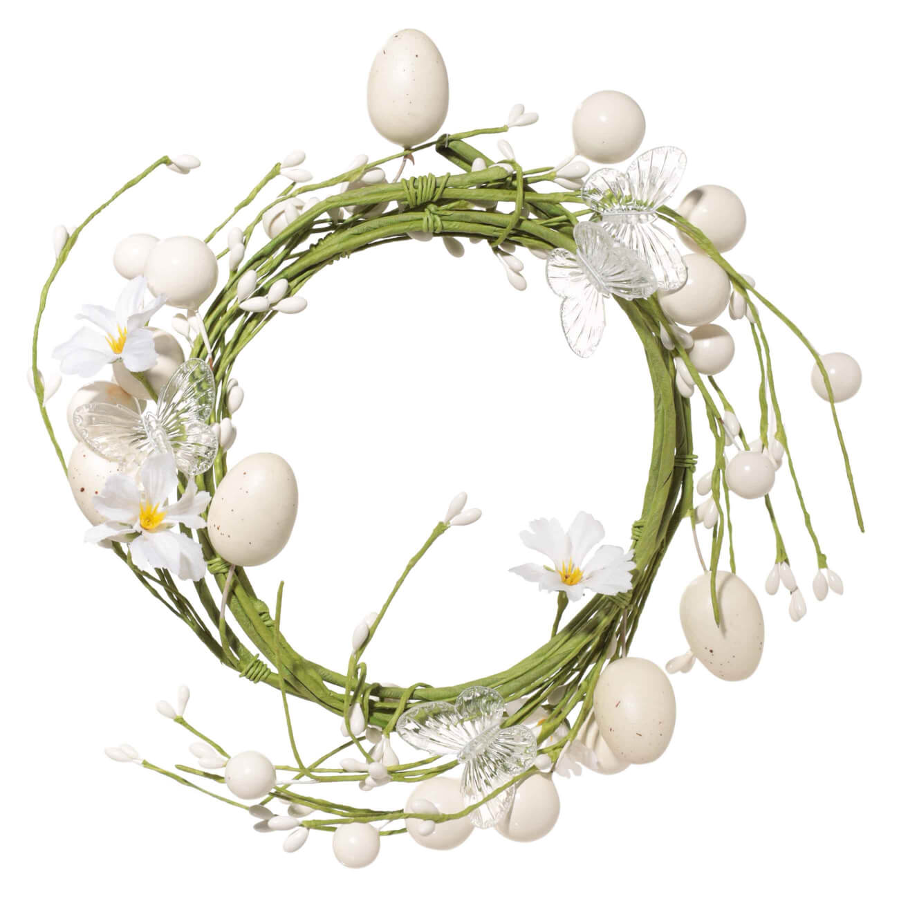 Венок декоративный, 10 см, пластик/пенопласт, Бабочки на ветках, Easter blooming decor