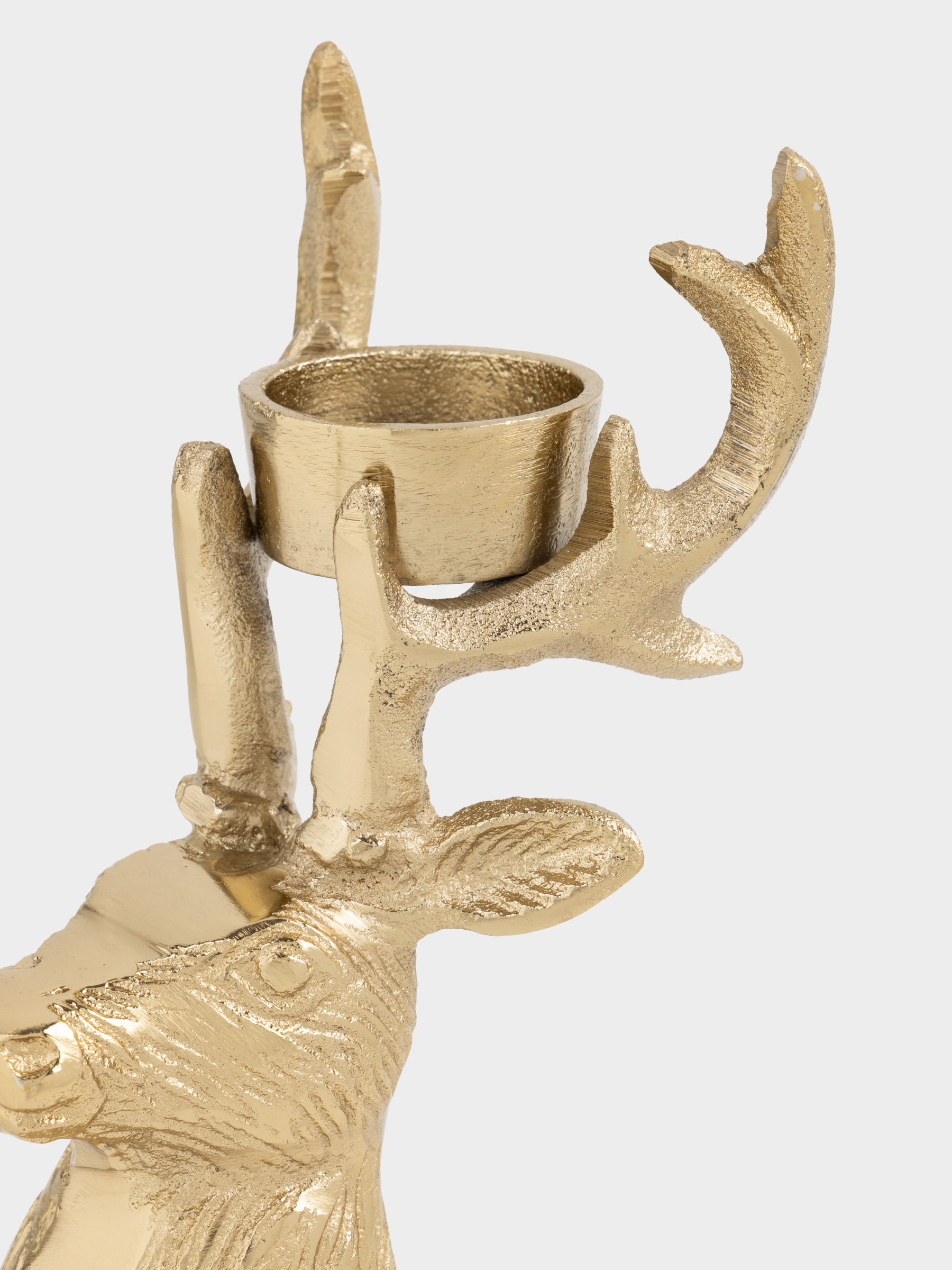 Подсвечник, 17 см, для чайной свечи, металл, золотистый, Олень, Arctic deer, image-3