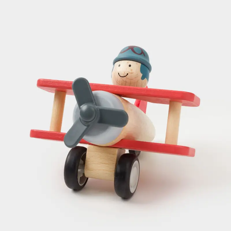 Игрушка, 13х11 см, дерево, красный, Самолетик, Kiddy ,image-0