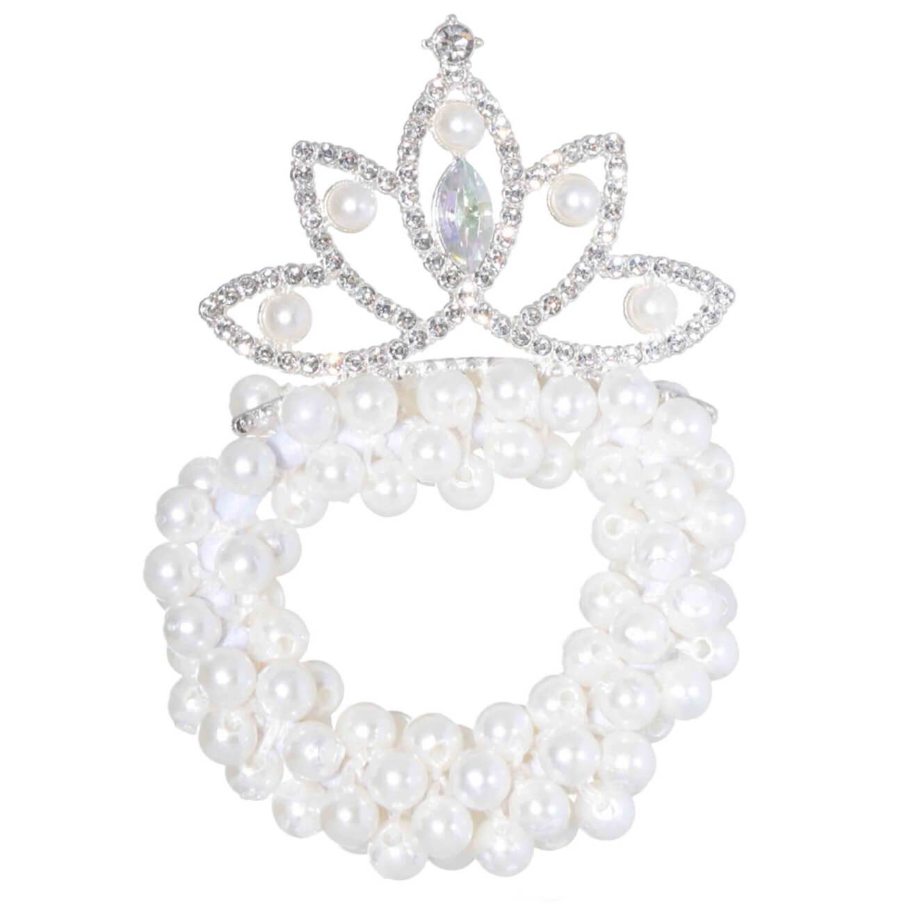 Резинка для волос, 8 см, пластик, белая, Корона, Princess изображение № 1