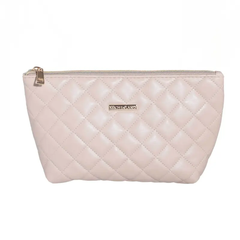 Косметичка, 26х13 см, стеганая, полиуретан, бежевая, Quilted