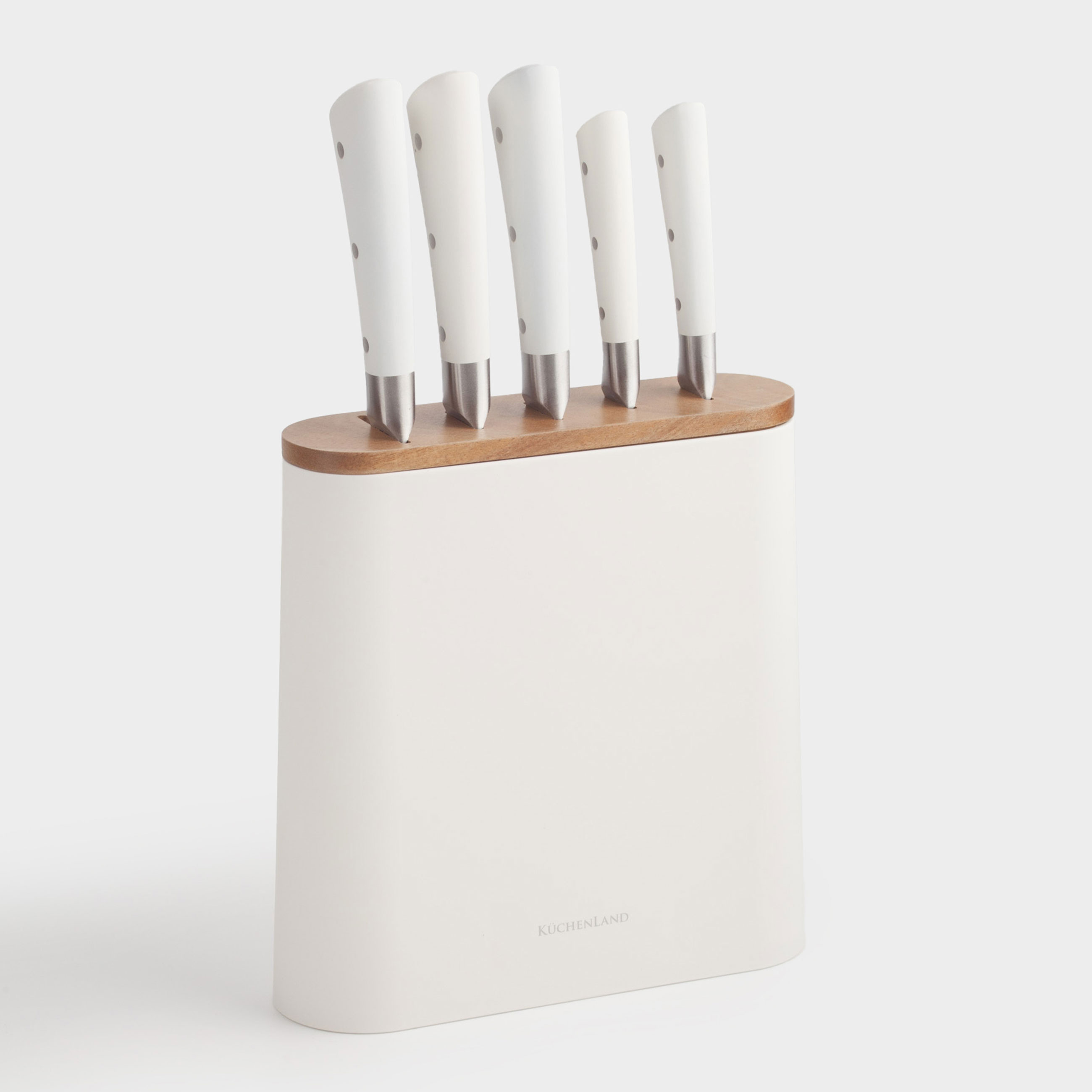 Набор ножей 5 пр в подставке стальпластик молочный Clarent 6990₽