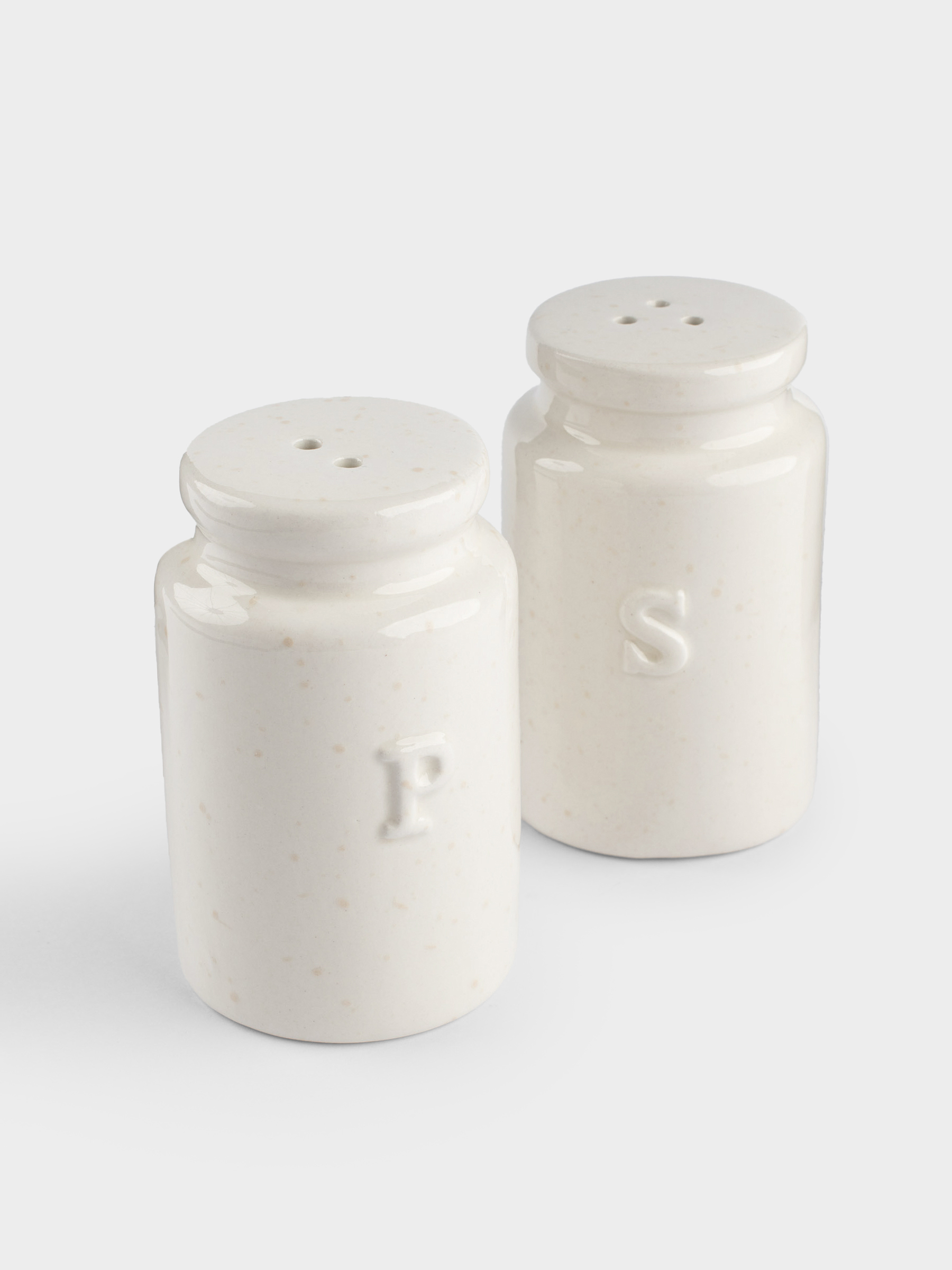Набор для соли и перца, 8 см, керамика, молочно-бежевый, в крапинку, Ceramo speckled, image-1