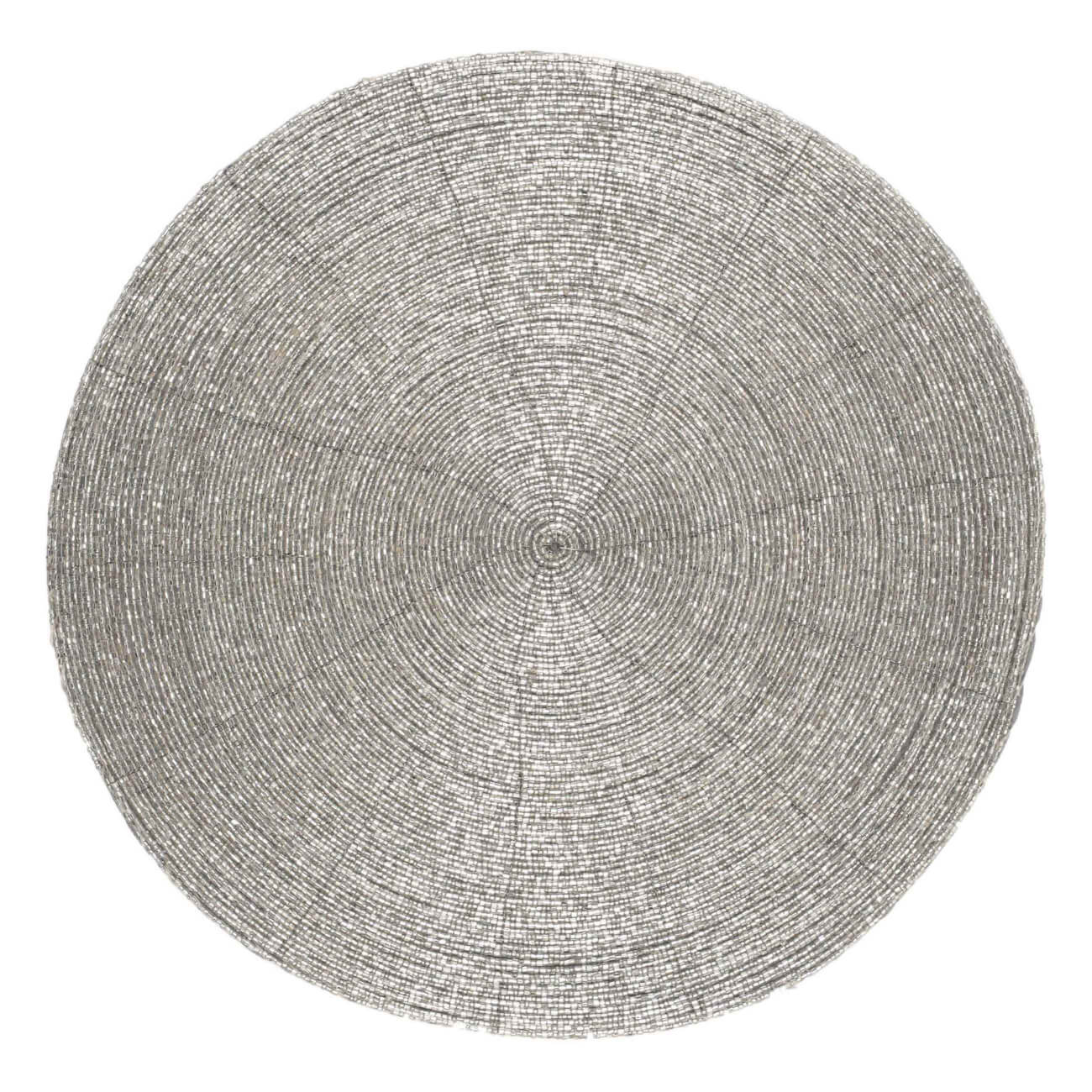 Салфетка под приборы, 36 см, бисер, круглая, светло-серебристая, Shiny beads изображение № 1