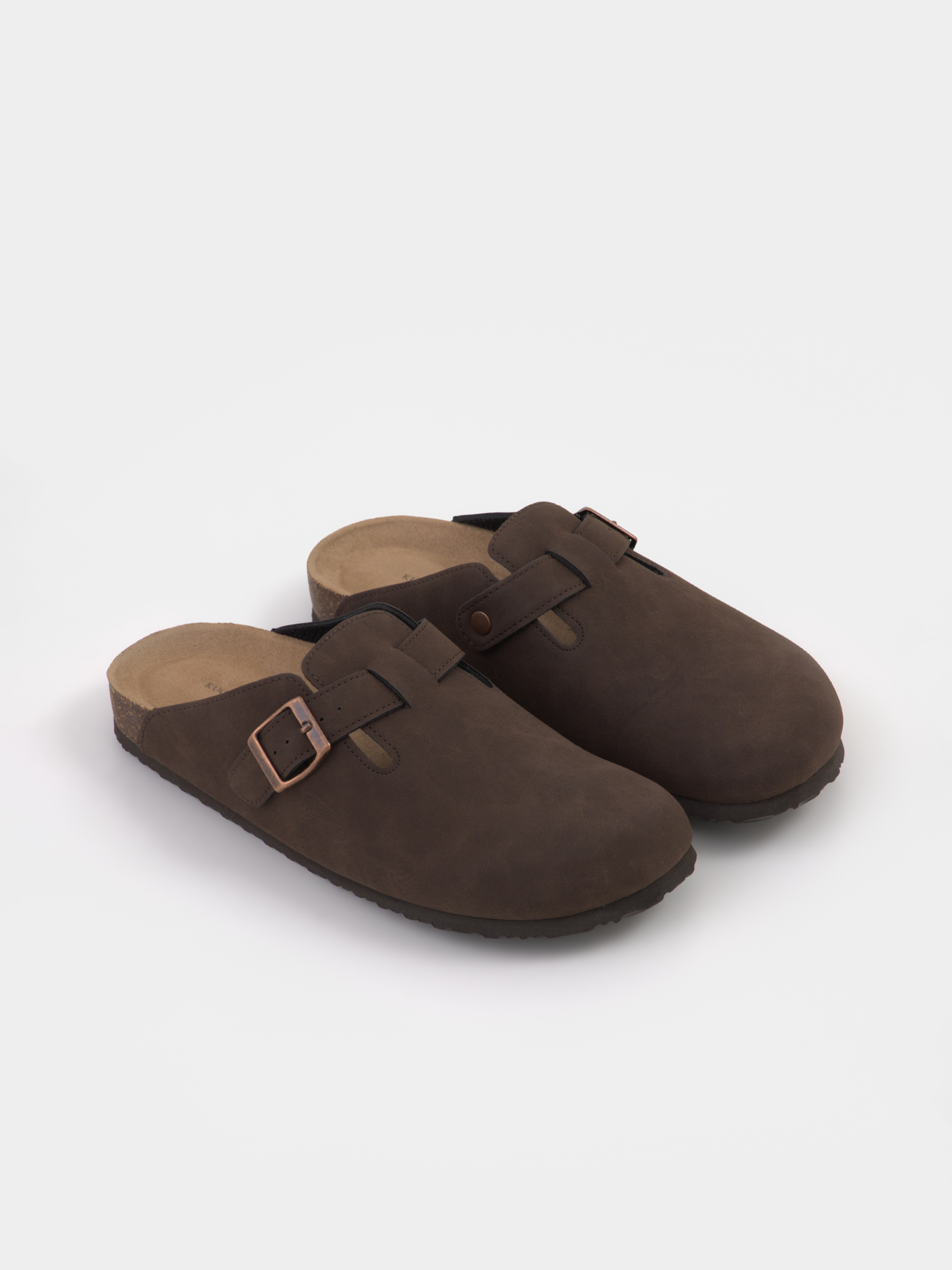 Тапочки женские, с застежкой, искусственная замша, коричневые, Clogs, image-2