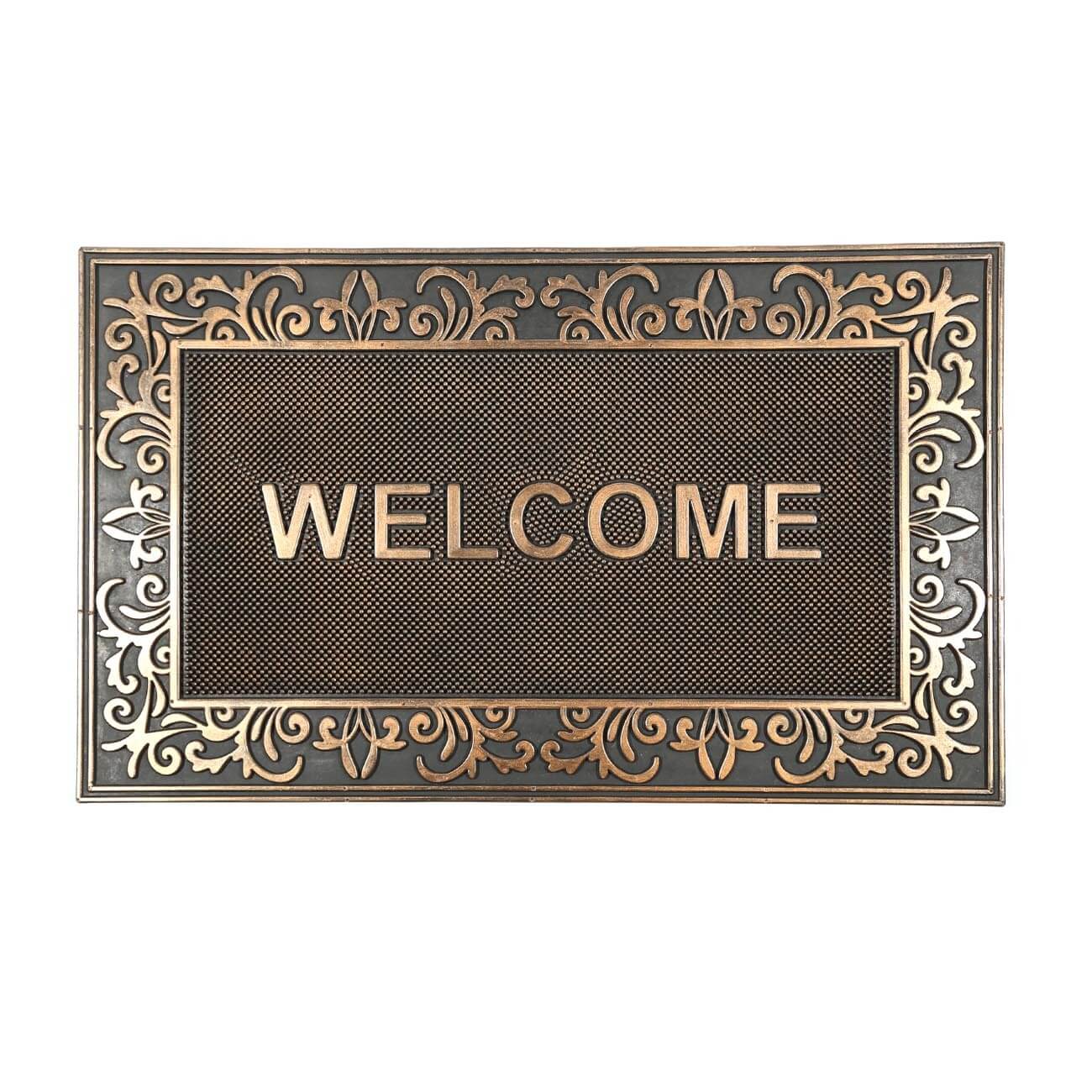 

Коврик придверный, 45х75 см, резина, бронзово-черный, Welcome, Home deco