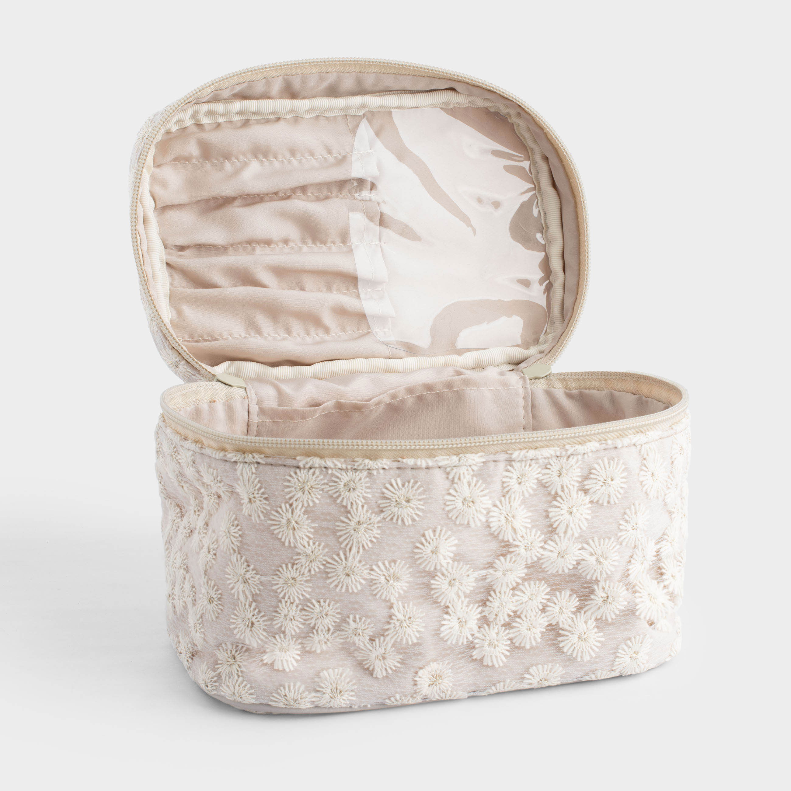 Косметичка, 19x14 см, с ручкой, полиэстер, Ромашки, Flower embroidery