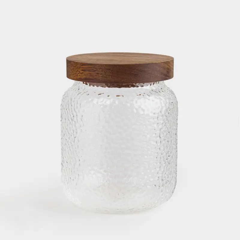 Банка для сыпучих продуктов, 500 мл, стекло/дерево, Ripply wood, image-0
