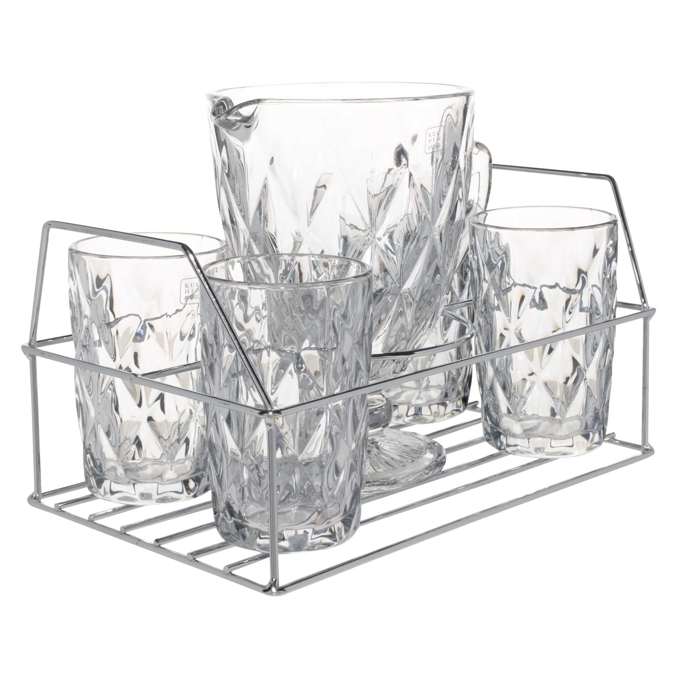 Набор для напитков, 4 перс, 5 пр, на подставке, стекло Р/металл, серый, Rhomb color изображение № 2