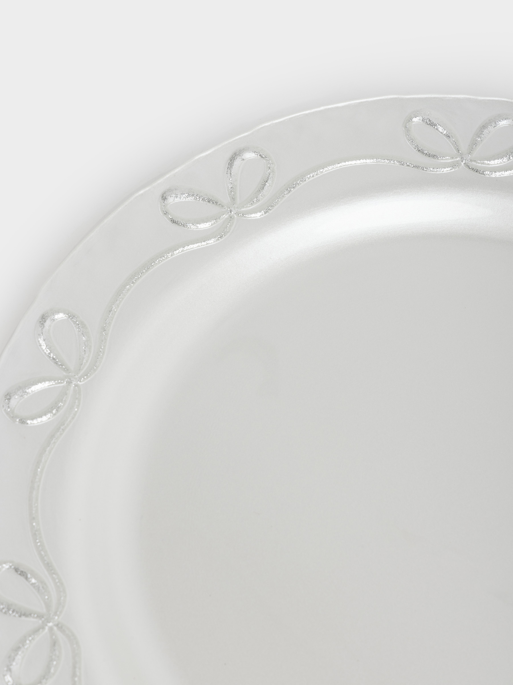 Тарелка закусочная, 21 см, стекло, белая, Банты, Bows pattern, image-2