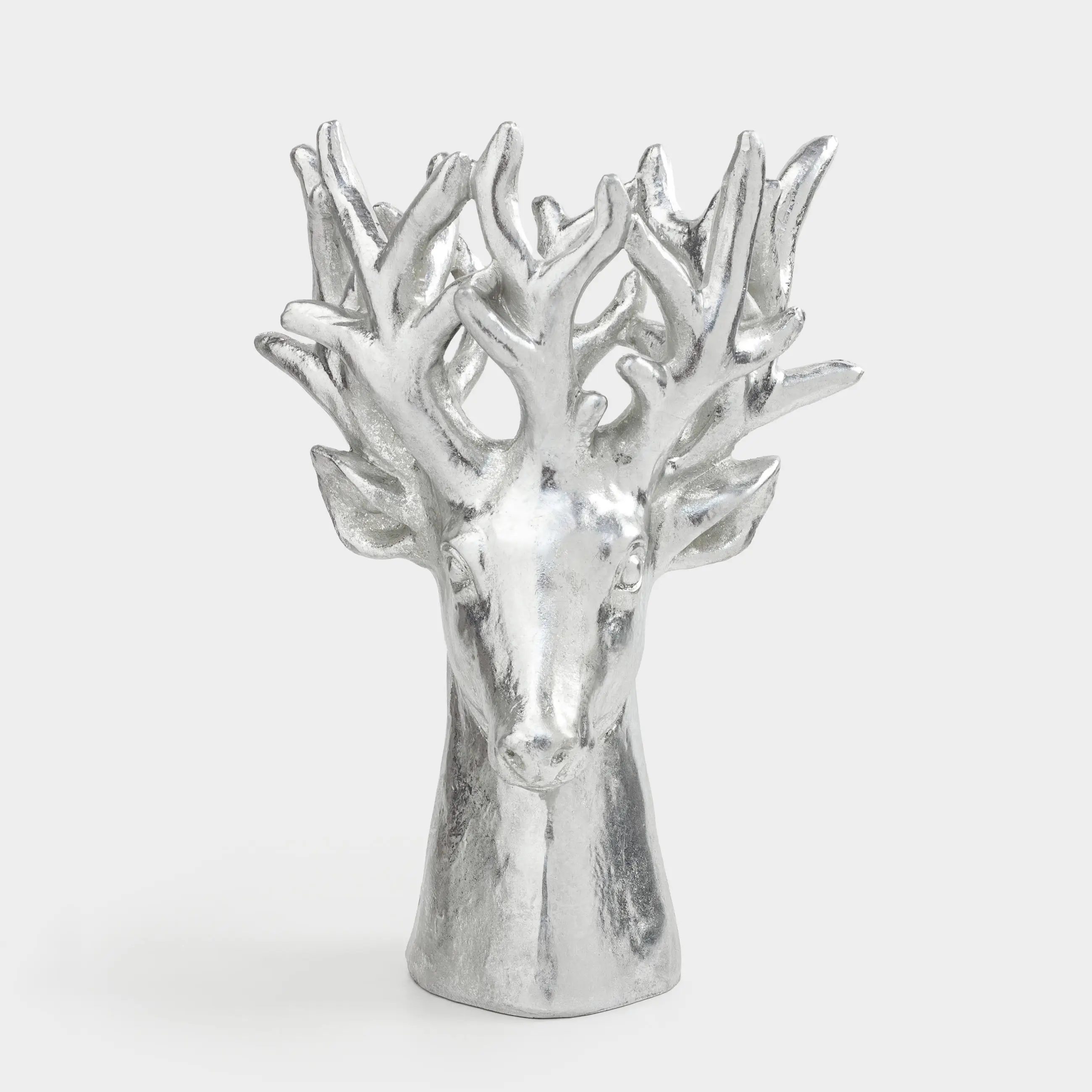 Ваза декоративная, 30 см, полирезин, серебристая, Голова оленя, Deer sparks