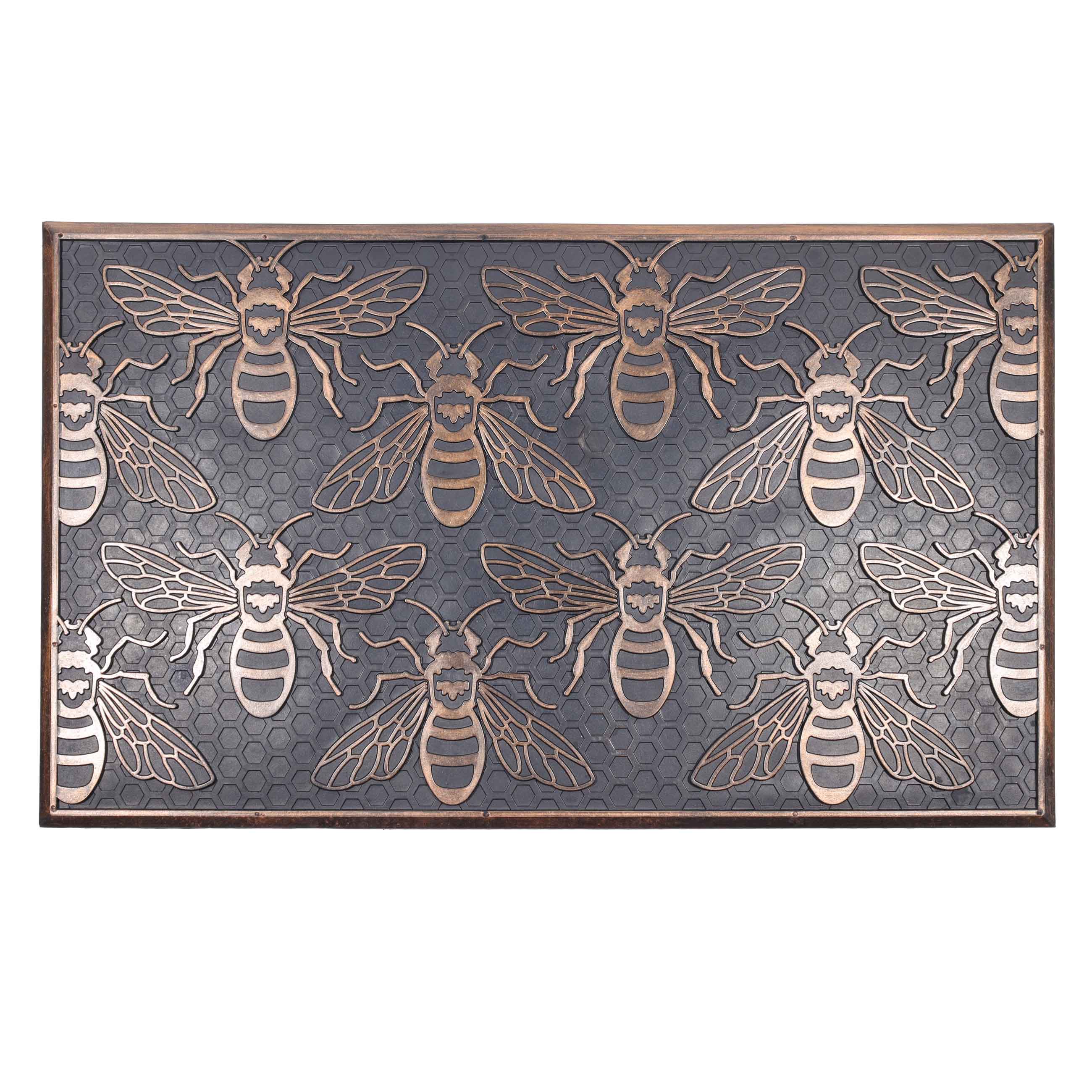 Коврик придверный 45х75 см резина бронзово-черный Пчелы Honey 1690₽