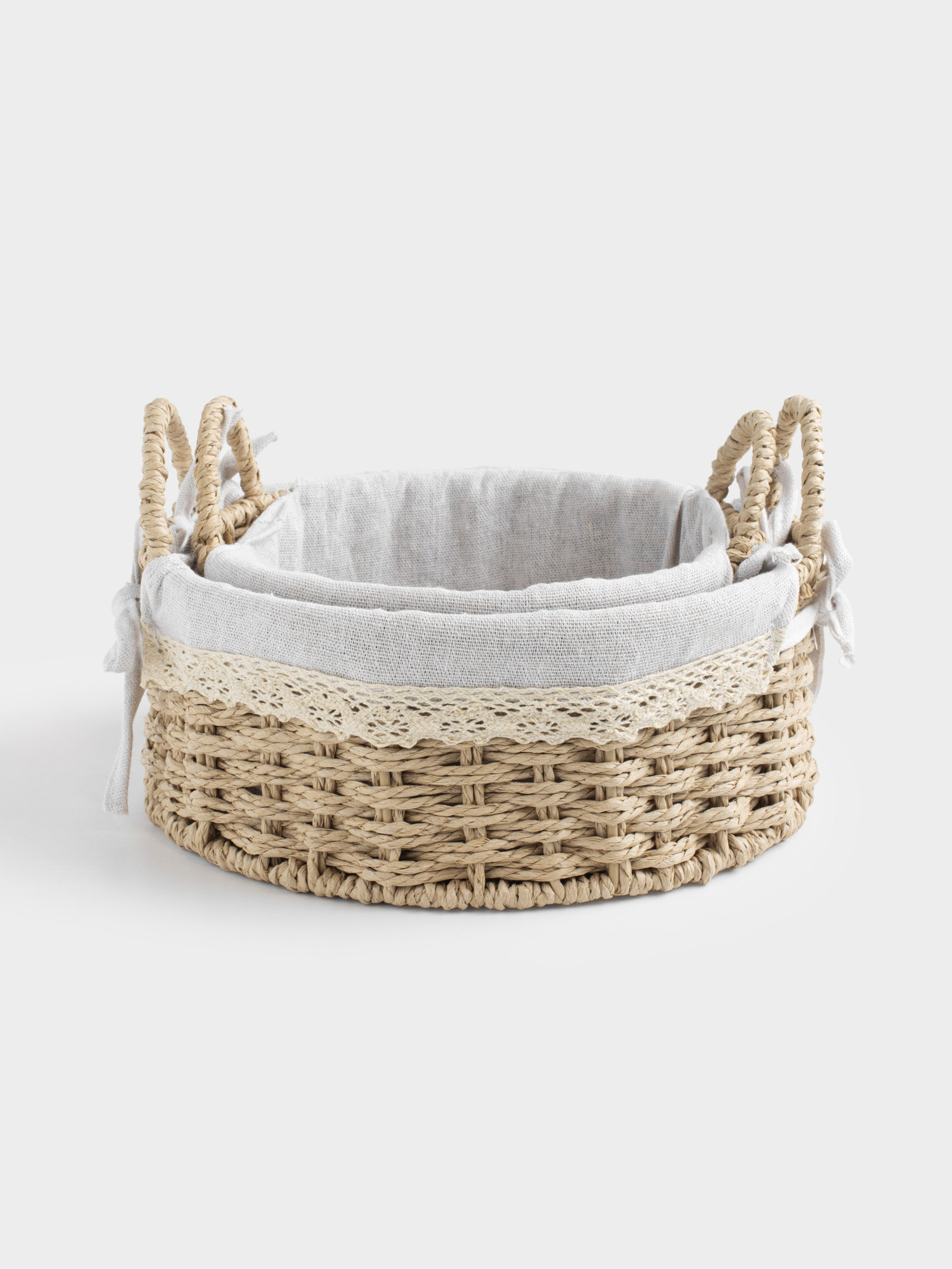 Набор корзин для хранения, 2 шт, целлюлоза/хлопок, круглая, Braided, image-4