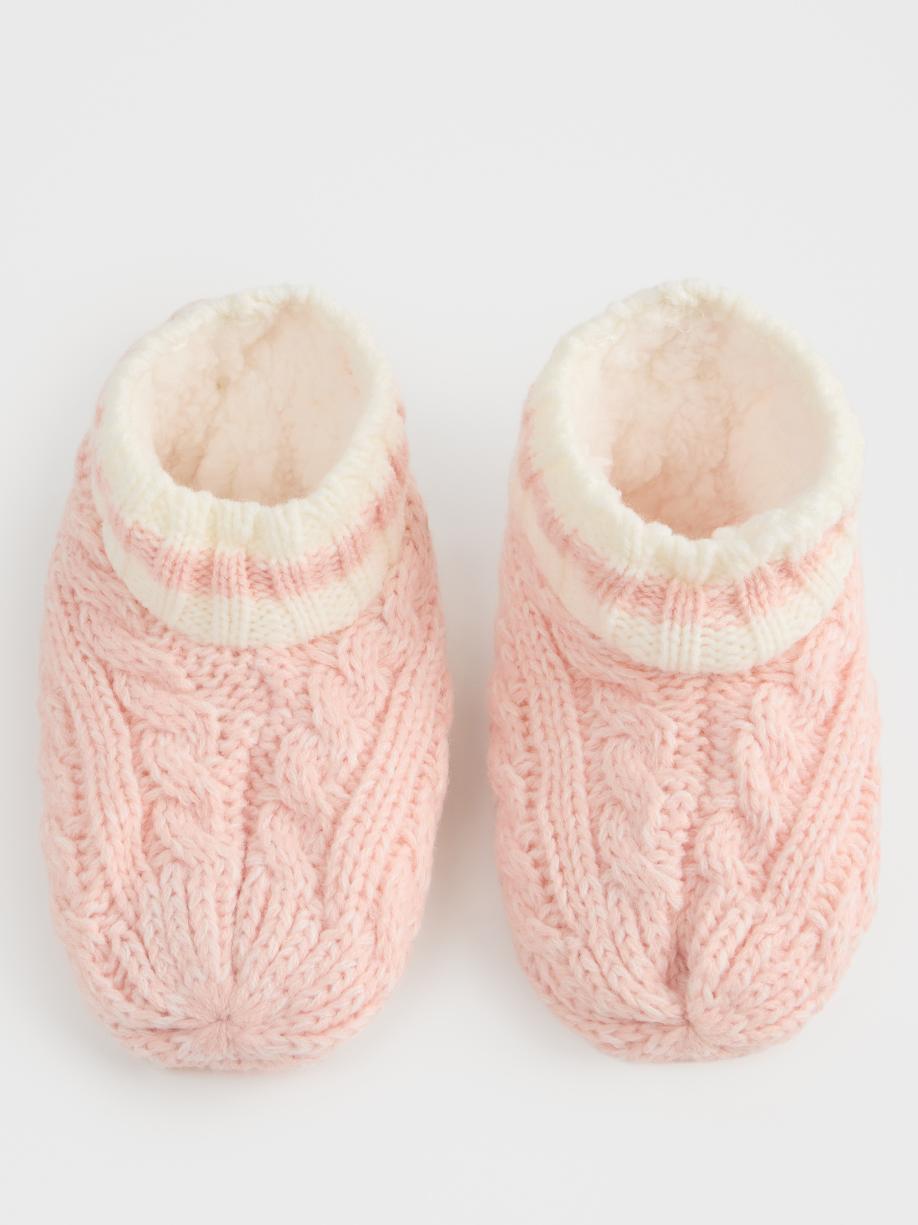 Носки детские, домашние, акрил/шерпа, розовые, Косы, Knitted soft, image-1