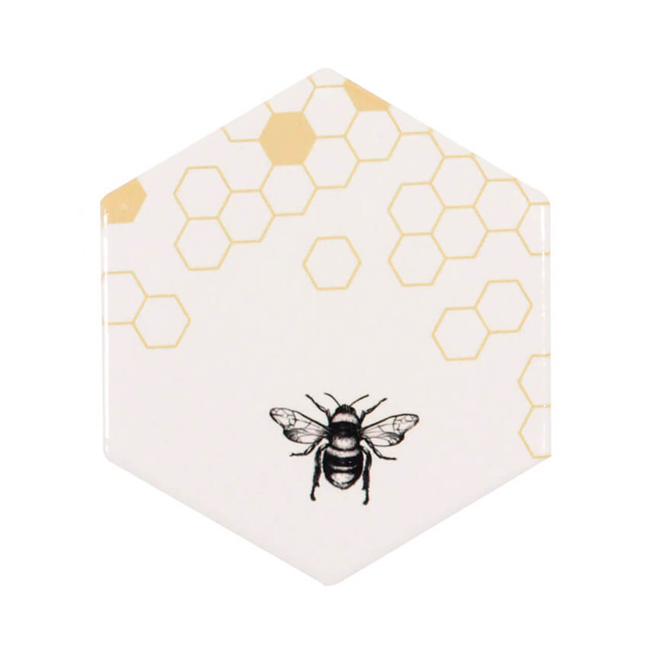 

Подставка под кружку, 11 см, керамика/пробка, шестиугольная, Пчела, Honey