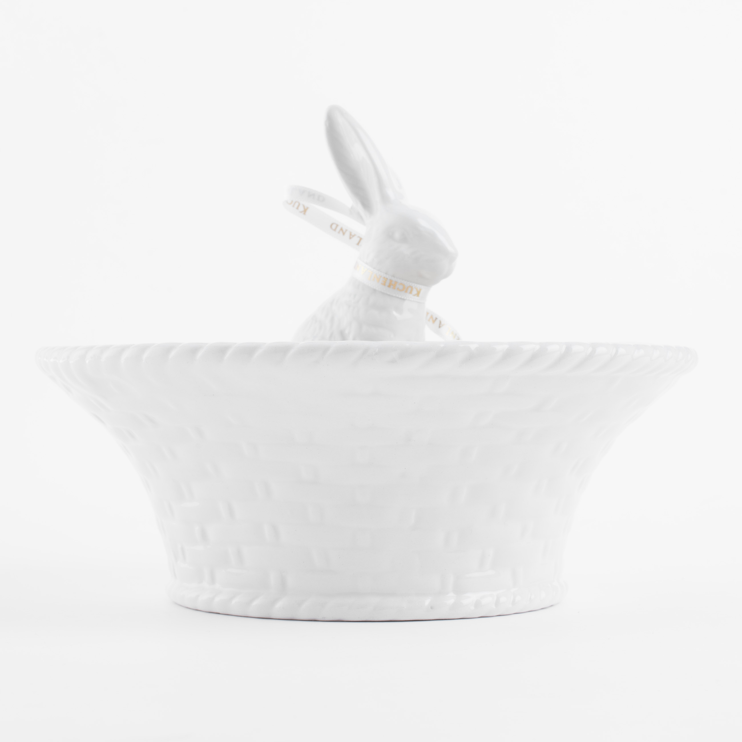 Конфетница, 20х15 см, керамика, белое, Кролик внутри, Easter gold изображение № 3