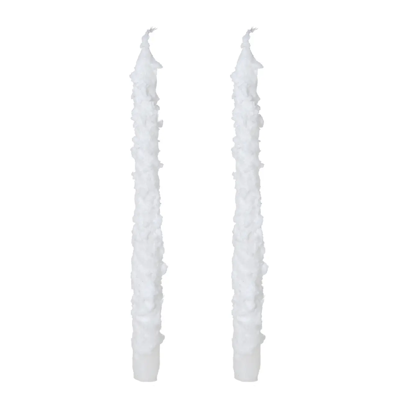 Свеча, 25 см, 2 шт, тонкая, белая, Застывший снег, Snowy candle, image-0