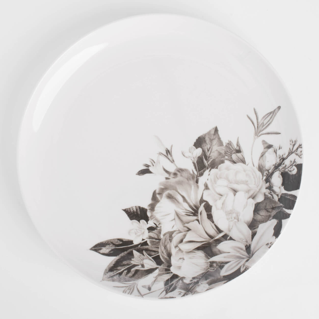 Тарелка обеденная, 27 см, фарфор N, белая, Черно-белые цветы, Magnolia изображение № 1