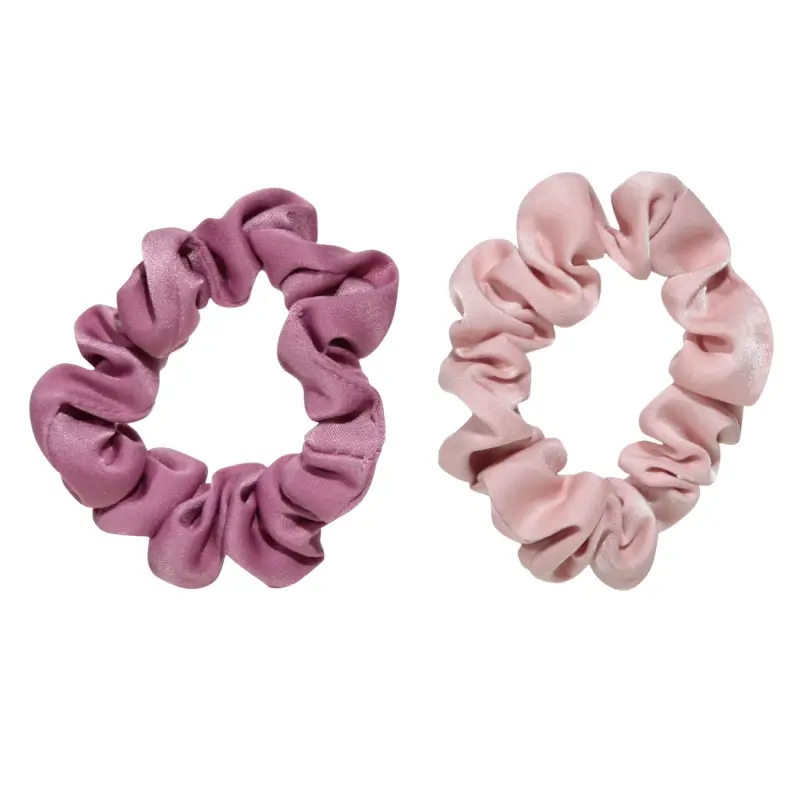 Резинка для волос, 5 см, 2 шт, детская, сатин, розовая/бежевая, Silk ,image-0