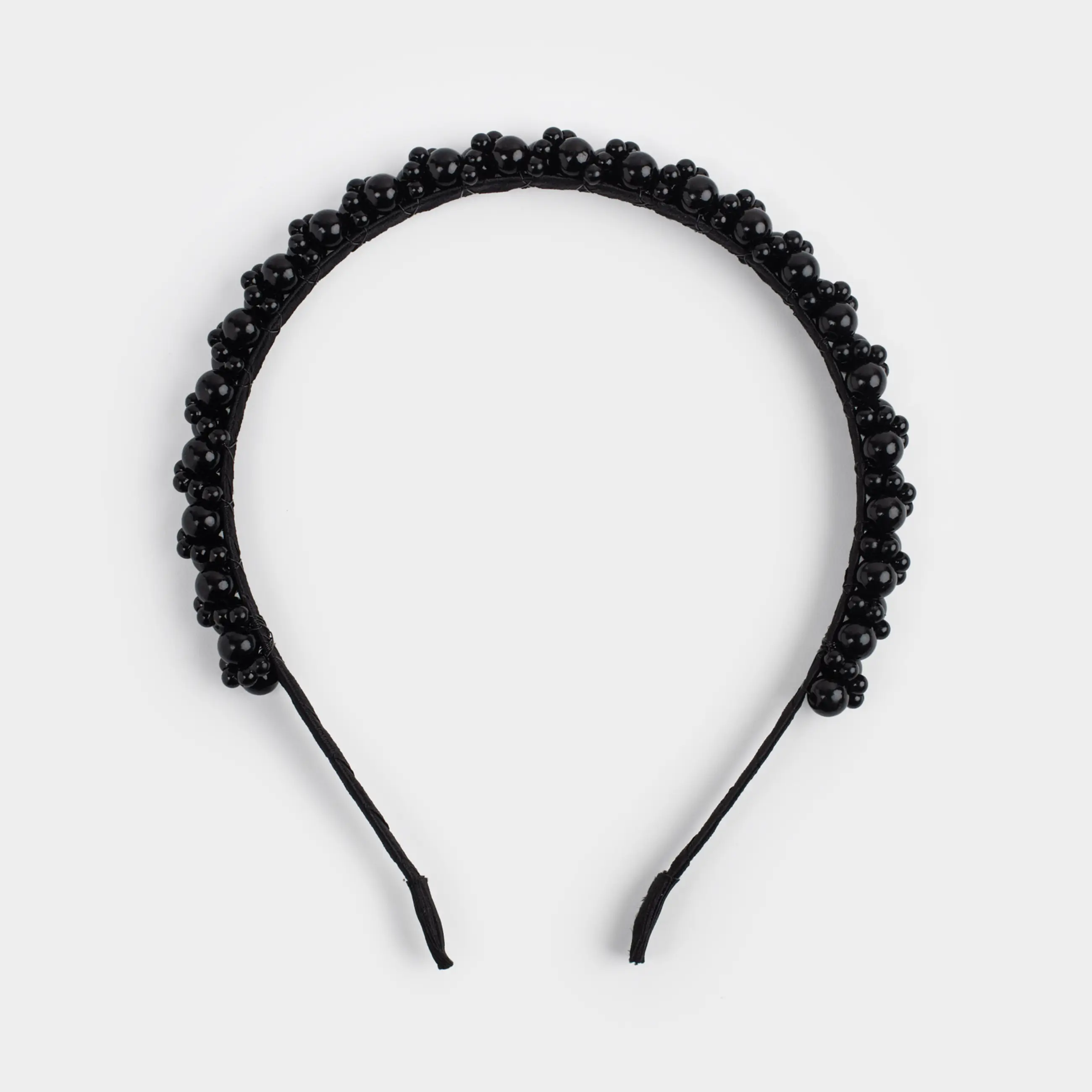 Ободок для волос, 13х16 см, пластик/металл, черный, Бусины, Hairstyle