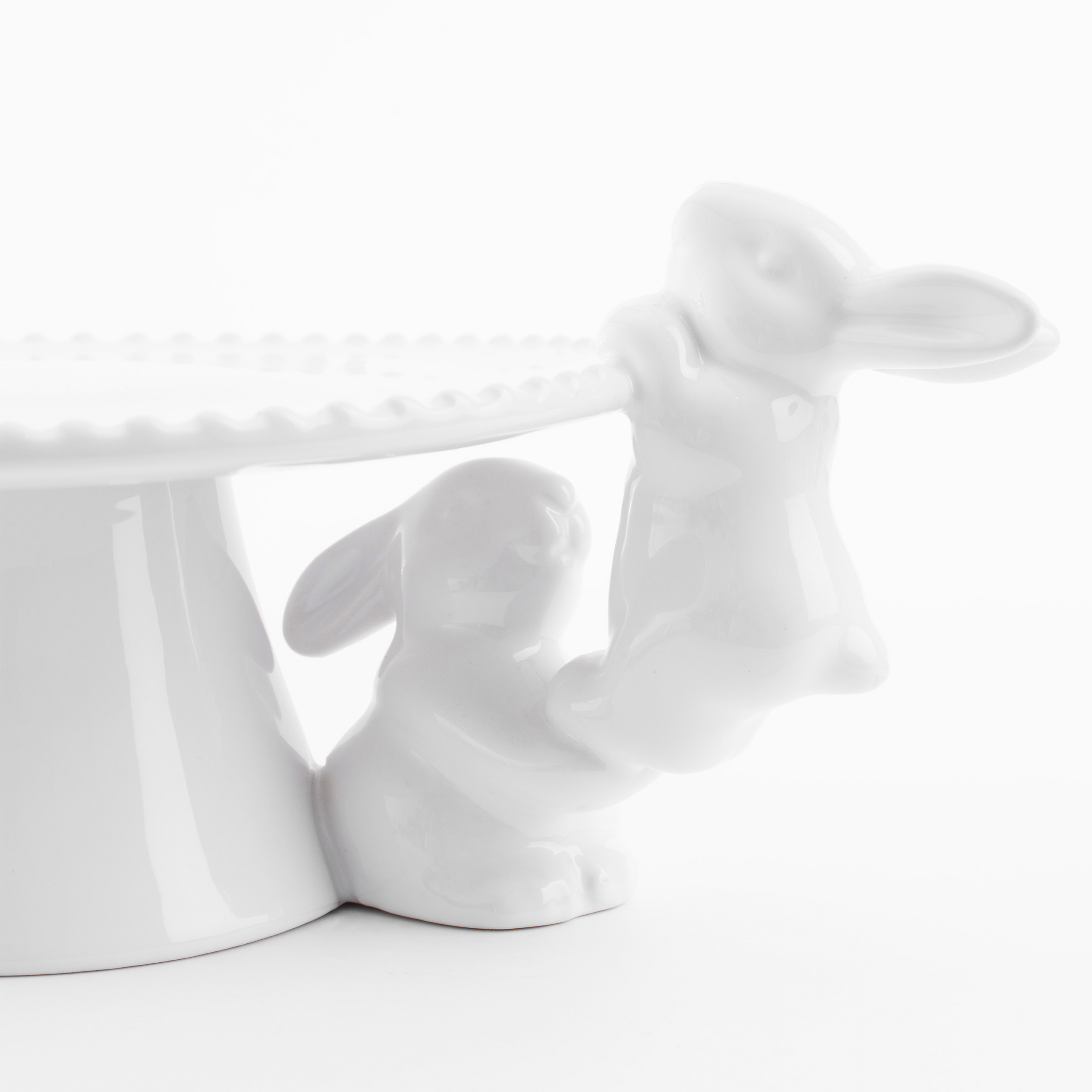 Блюдо на ножке, 20х8 см, керамика, белое, Кролик, Easter blooming изображение № 3