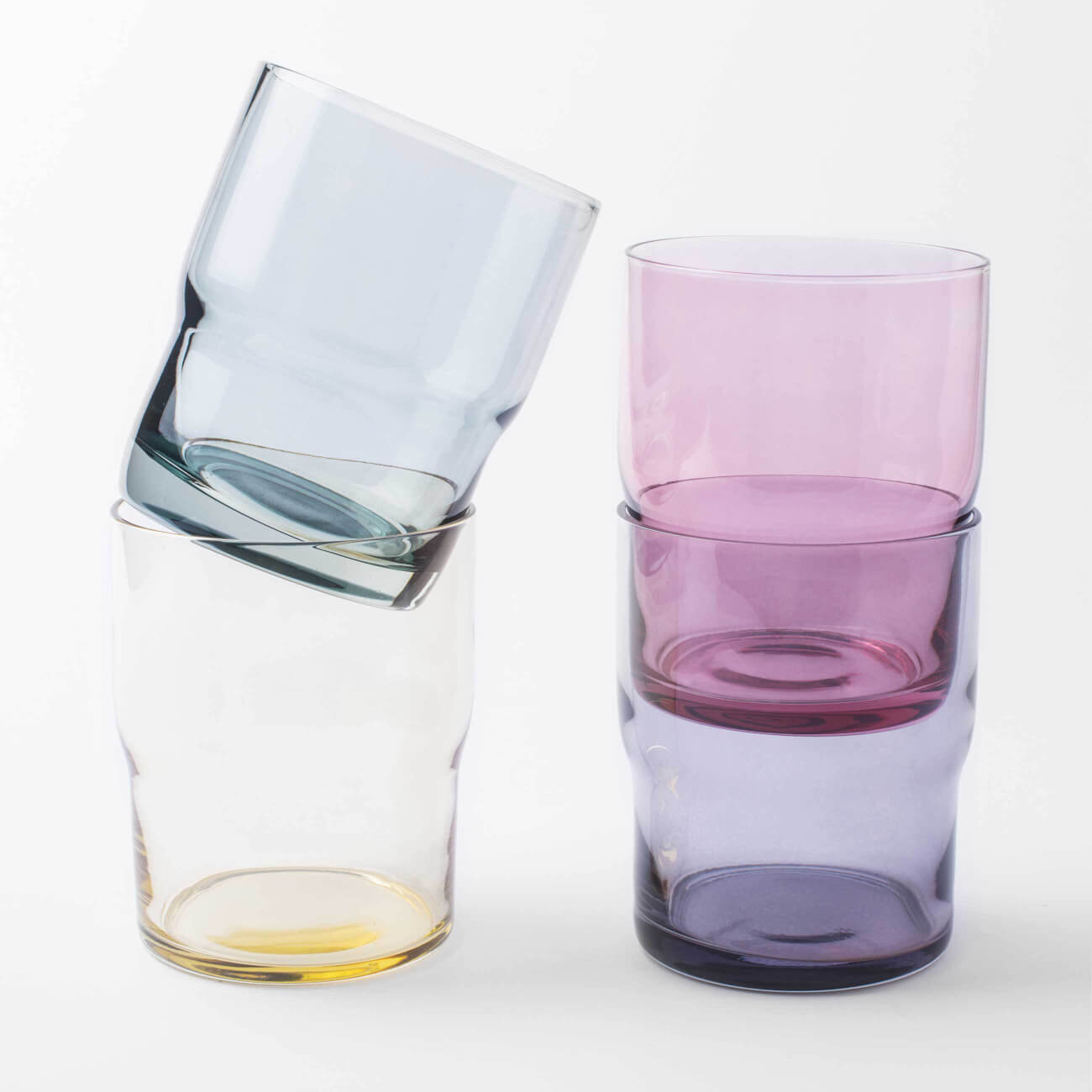 

Стакан, 10 см, 350 мл, 4 шт, стекло, цветной микс, Clear color