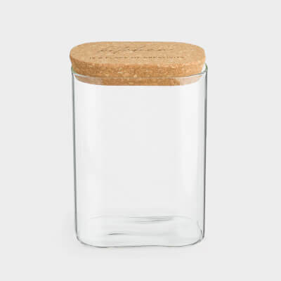 Банка для сыпучих продуктов, 1 л, стекло/пробка, прямоугольная, Clear cork