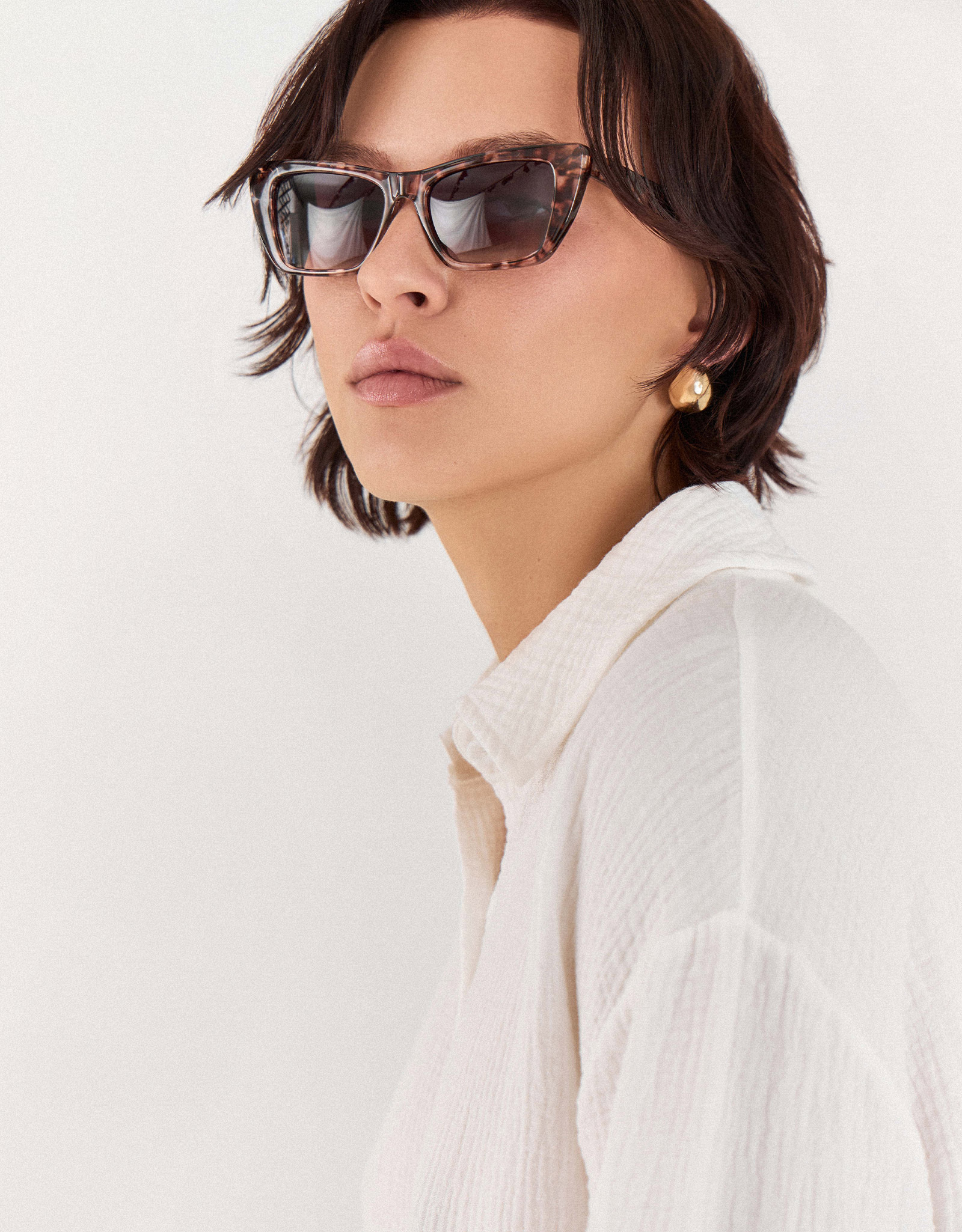 Очки солнцезащитные, пластик, прямоугольные, коричнево-серые, Eyewear, image-4