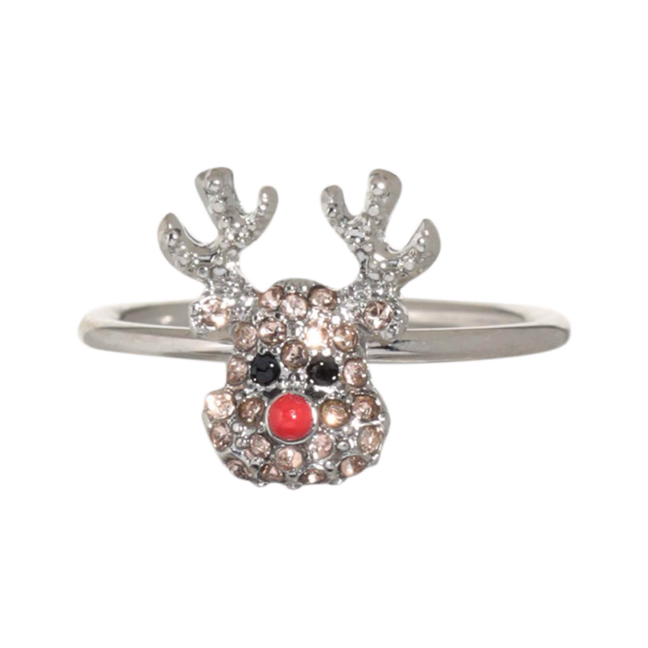 Кольцо, единый размер, детское, металл, серебристое, Олень, Funny deer