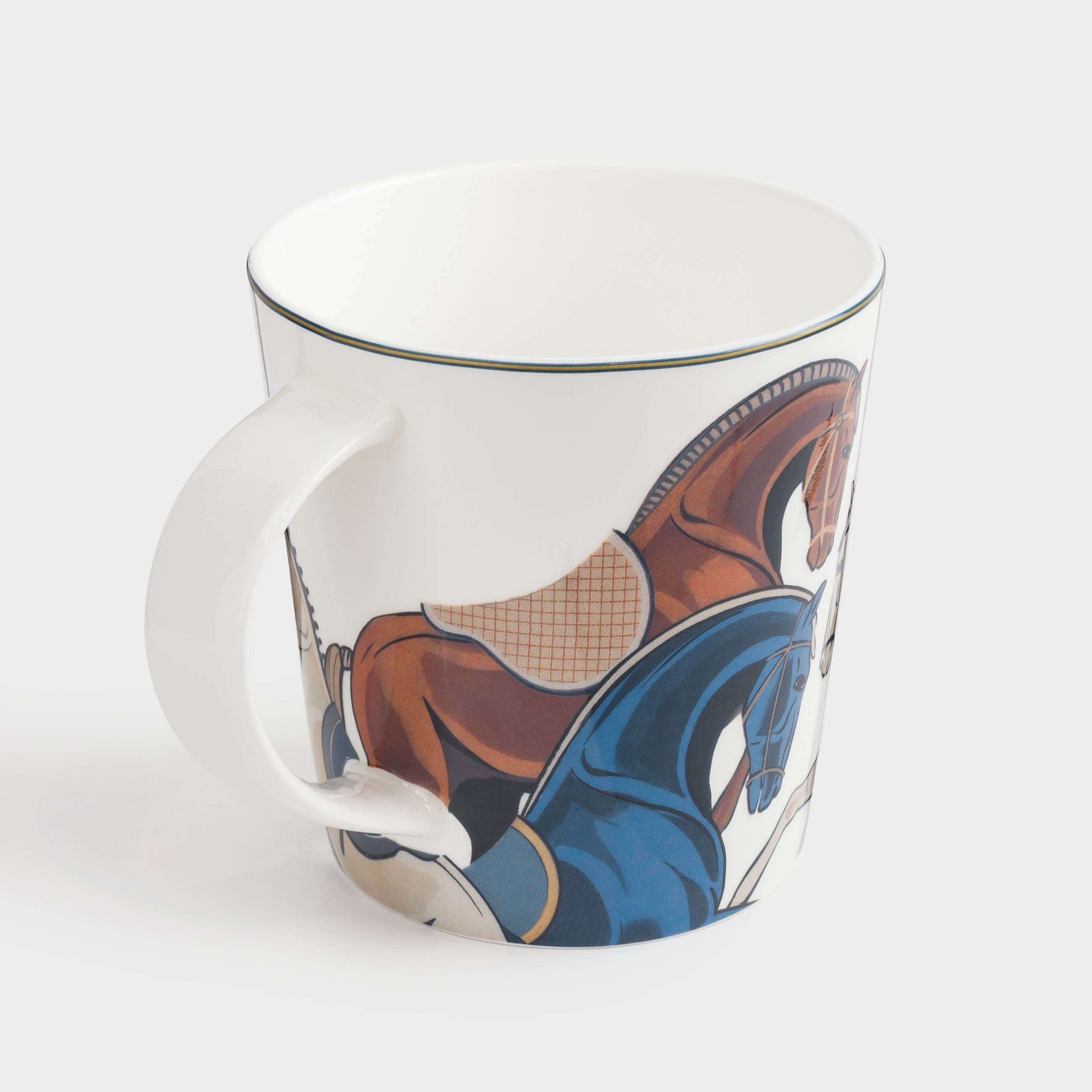 Кружка, 450 мл, фарфор F, белая, Кони, Horse, image-1