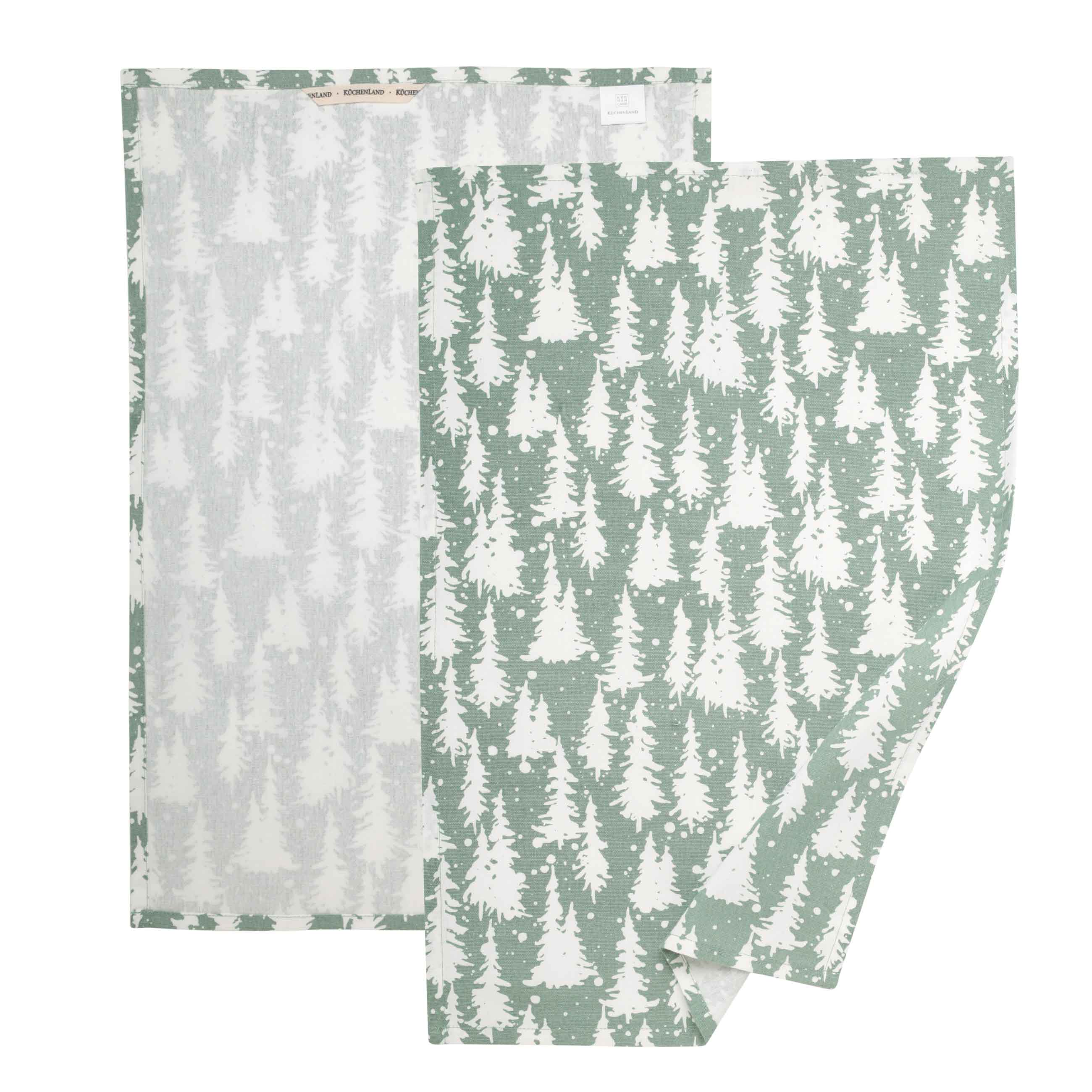 Полотенце кухонное, 40x60 см, 3 шт, хлопок, зеленое, Хвойный лес, Tree изображение № 2