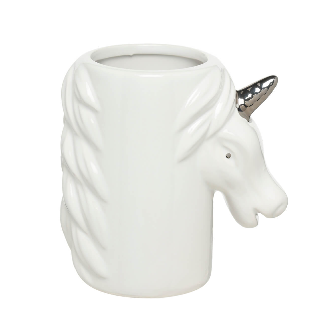 

Стакан для ванной комнаты, 10 см, керамика, бело-серебристый, Единорог, Unicorn
