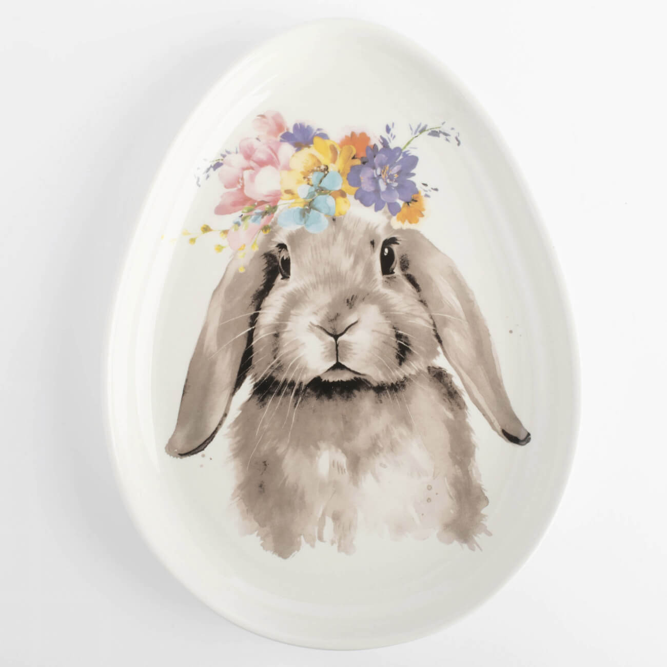 Блюдо, 21х16 см, керамика, белое, Яйцо, Кролик с цветами, Pure Easter блюдо 25х20 см керамика белое яйцо кролик в ах easter
