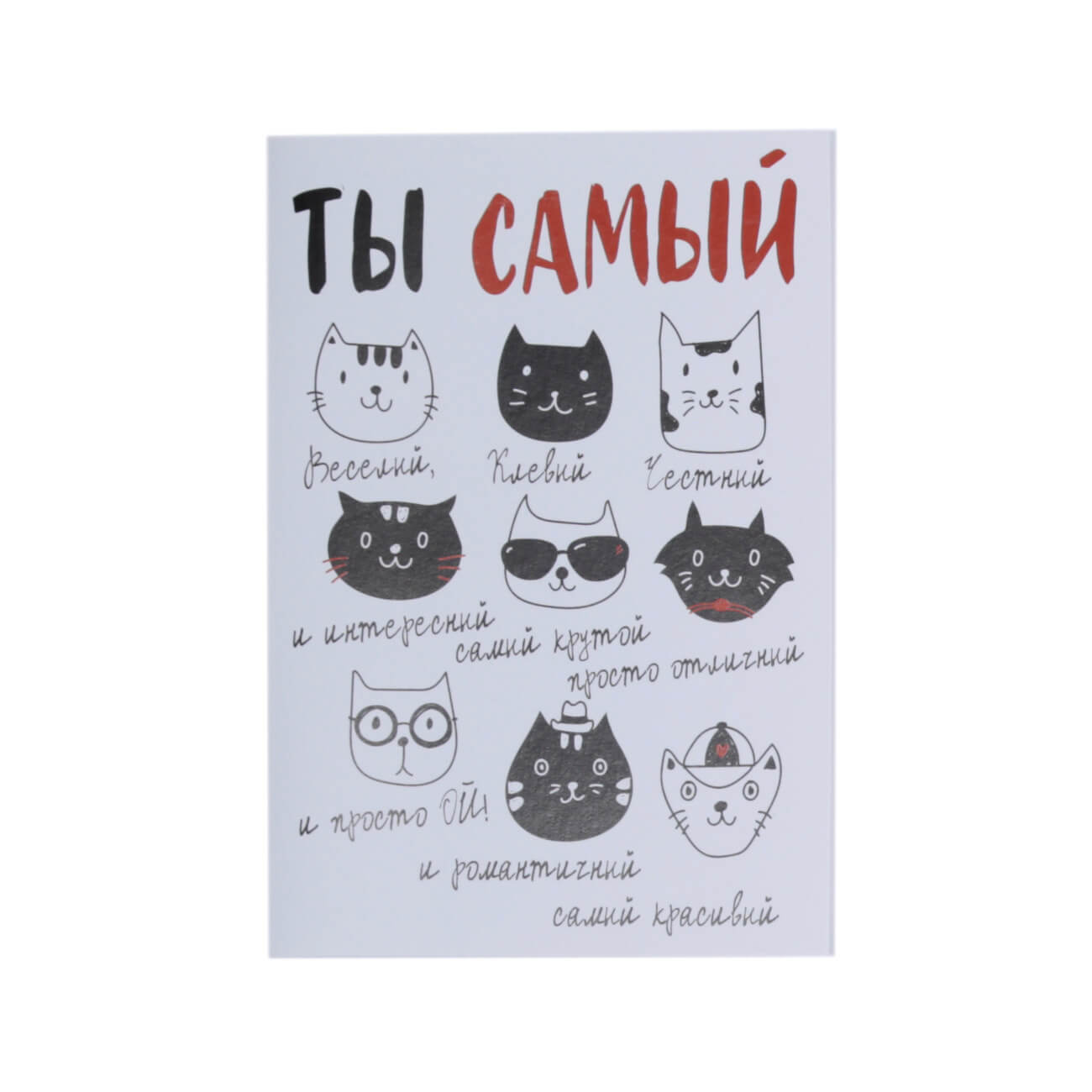 

Открытка подарочная, 12х17 см, бумага, белая, Коты, Ты самый