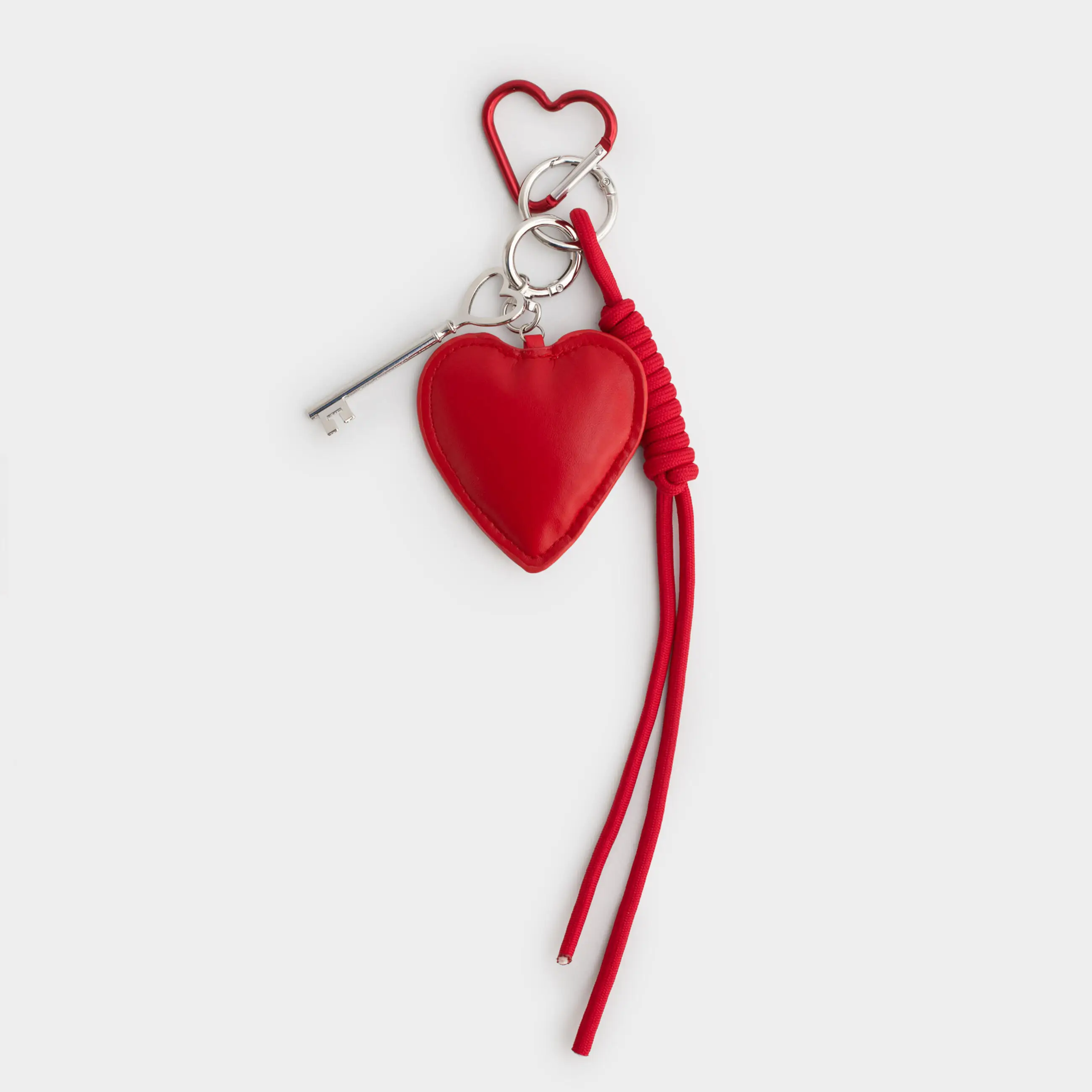 Брелок, 8 см, полиэстер/полиуретан/металл, красный, Сердце, Keychain heart