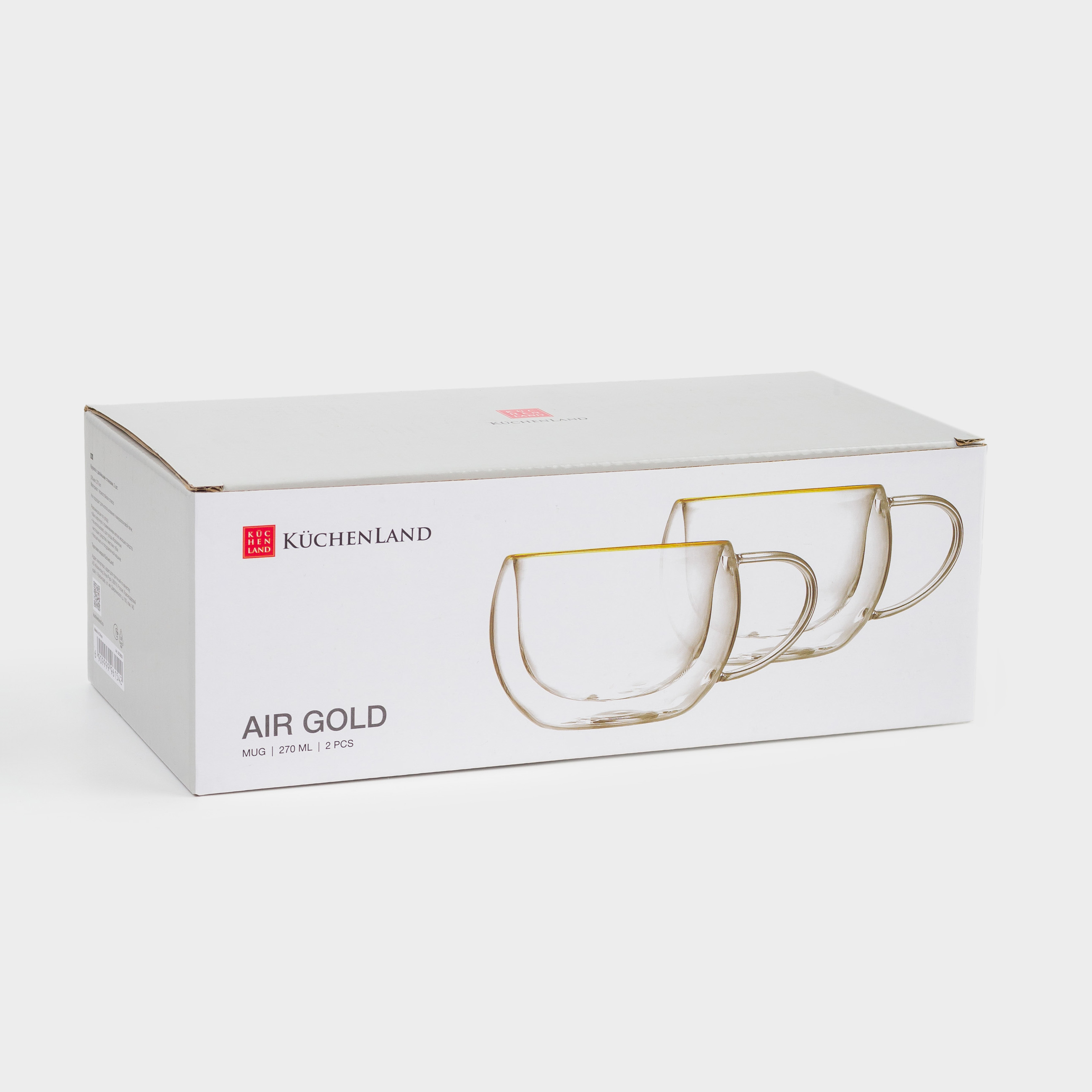 Кружка, 270 мл, 2 шт, стекло Б, с золотистым кантом, Air-gold, image-3