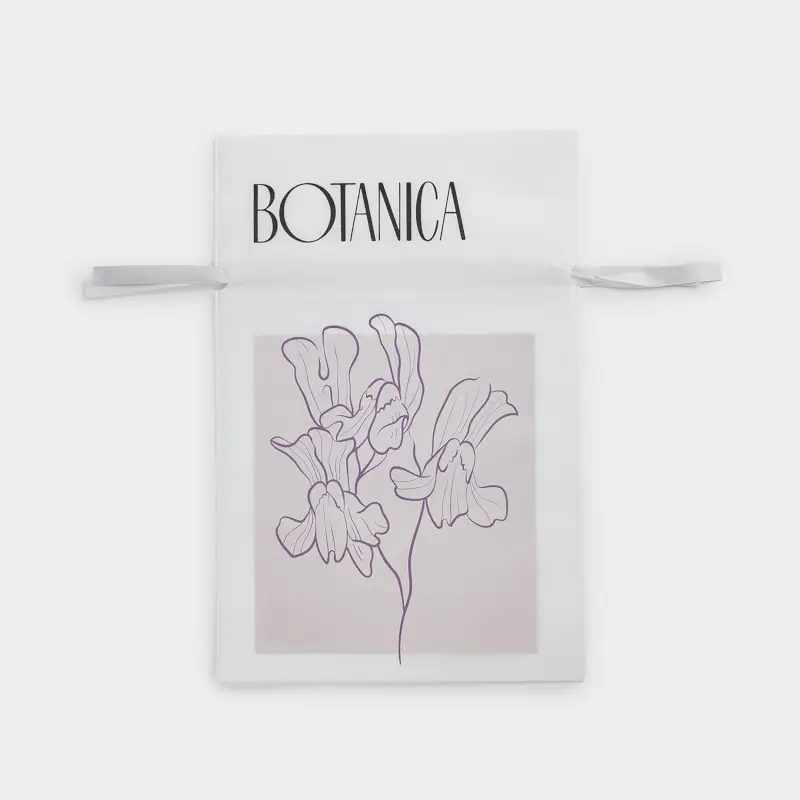 Мешок подарочный, 30х45 см, с завязками, полипропилен, белый, Цветок, Botanica