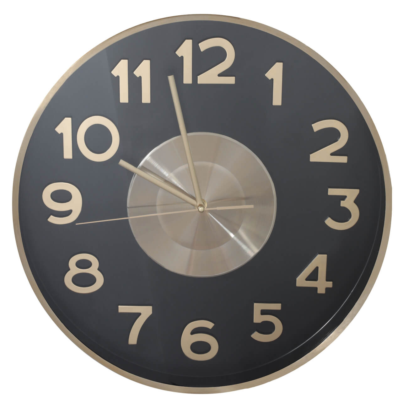 Часы настенные, 40 см, металл/стекло, круглые, черно-золотистые, Диск, Dial часы электронные настенные