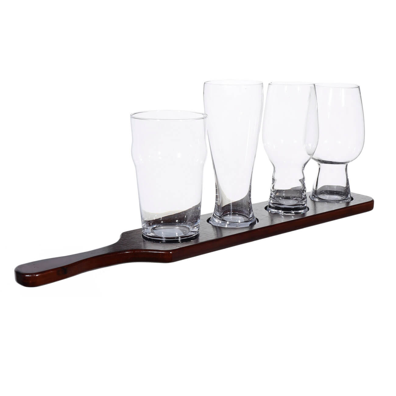 Набор стаканов для пива, 4 шт, на подставке, стекло/дерево, Noble tree набор стаканов 6 шт 310 мл времена года 194 591