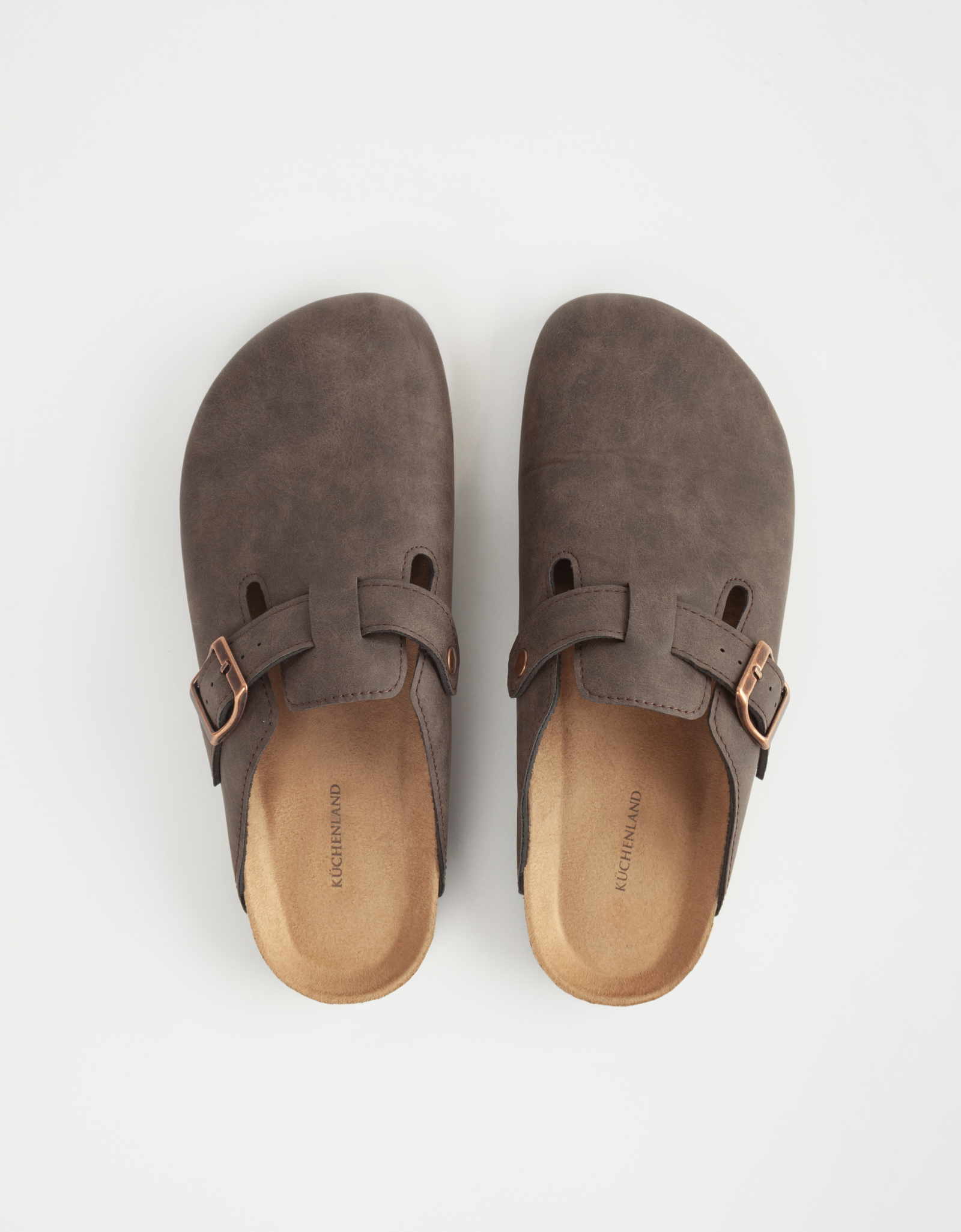 Тапочки женские, с застежкой, искусственная замша, коричневые, Clogs, image-1