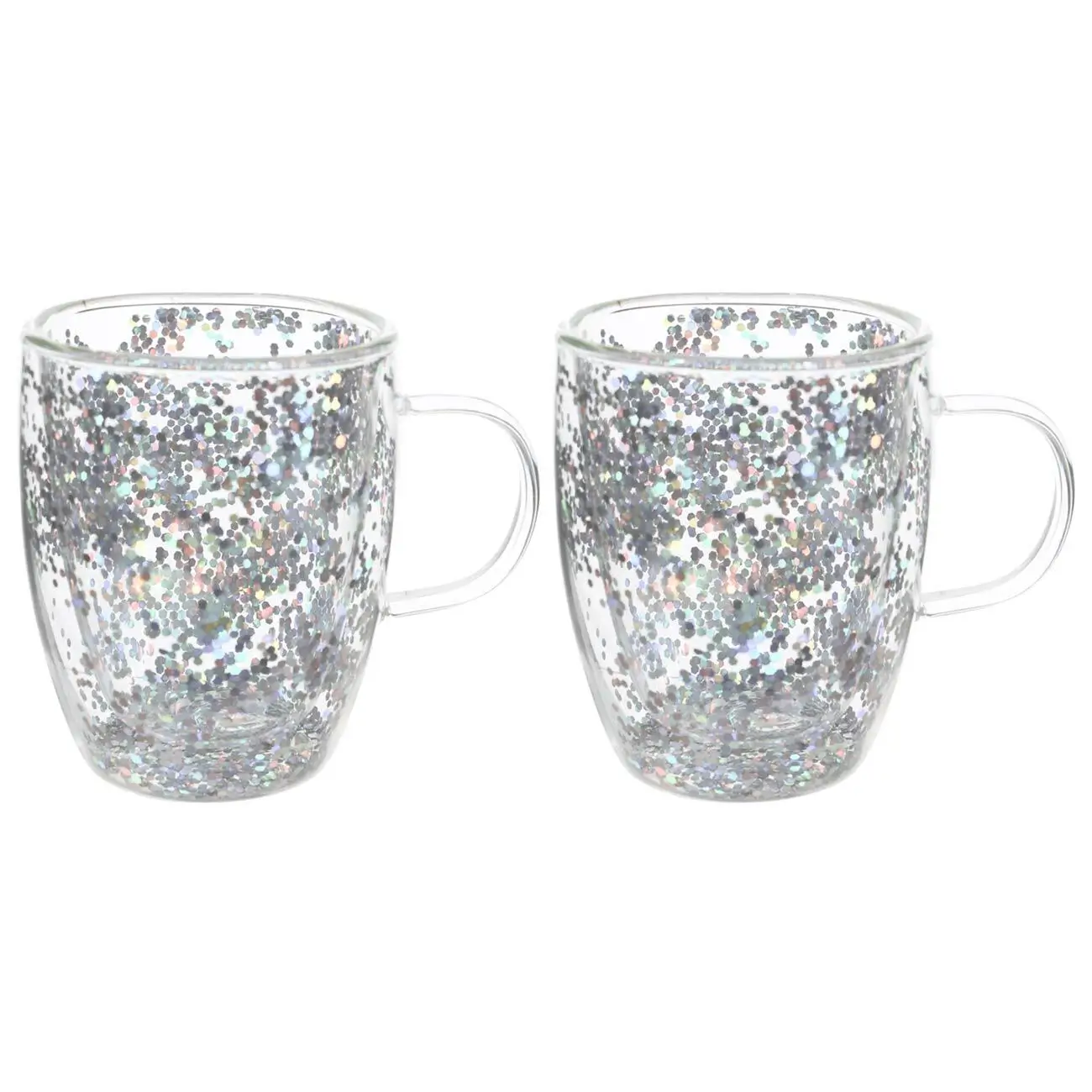 Кружка, 290 мл, 2 шт, стекло Б, с серебристыми блестками, Air sparkly, image-0