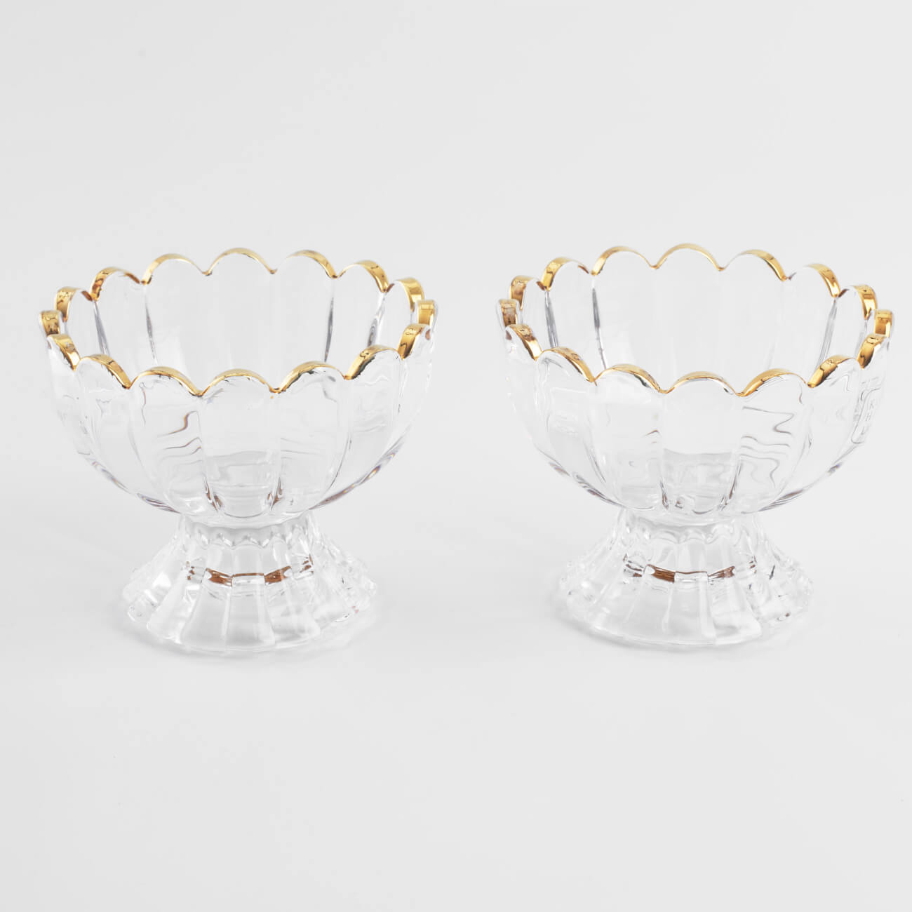 ваза для ов 25 см стекло серая с золотистым кантом berg Креманка, 9 см, 120 мл, 2 шт, стекло Р, с золотистым кантом, Ribby gold