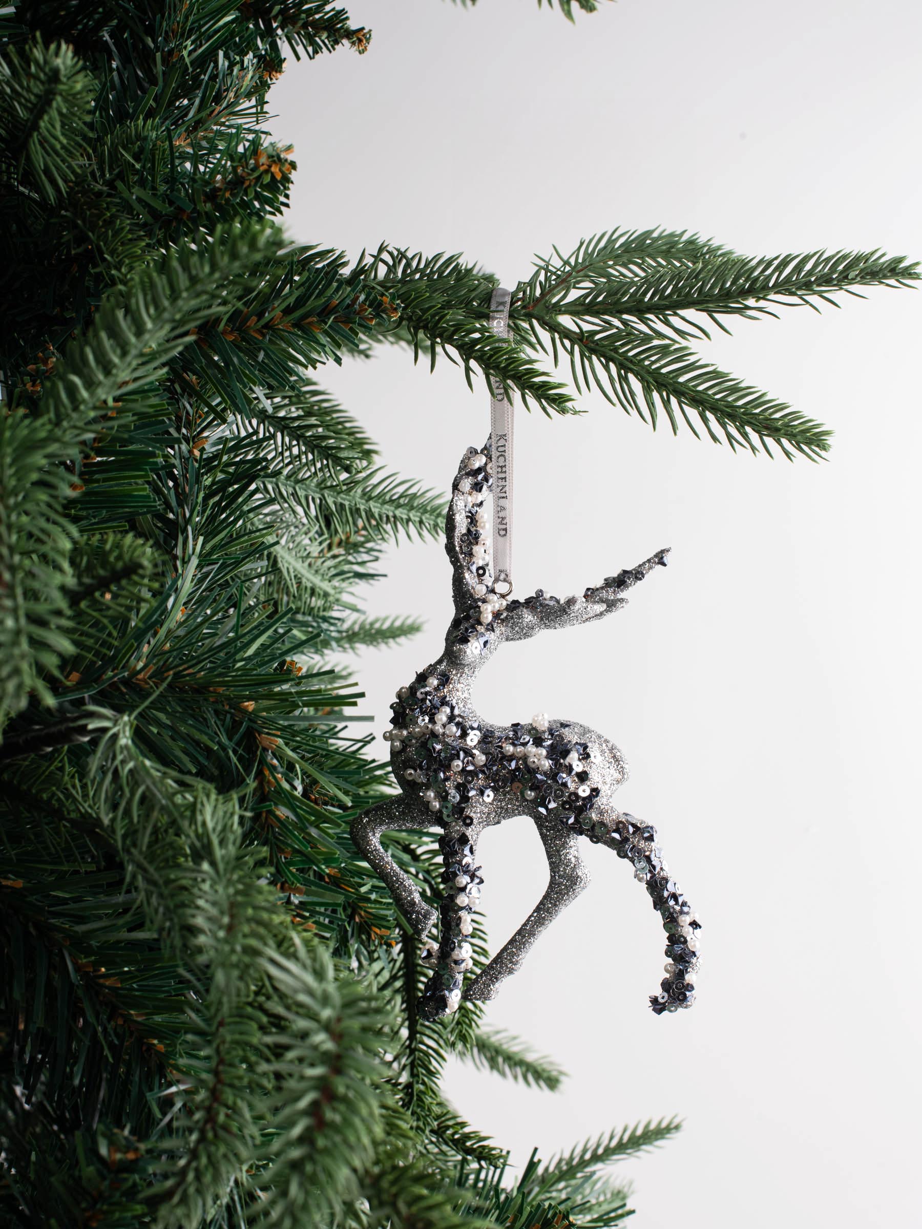 Игрушка елочная, 15 см, пенопласт/пластик, серебристая, Олень, Figure sparkle, image-4