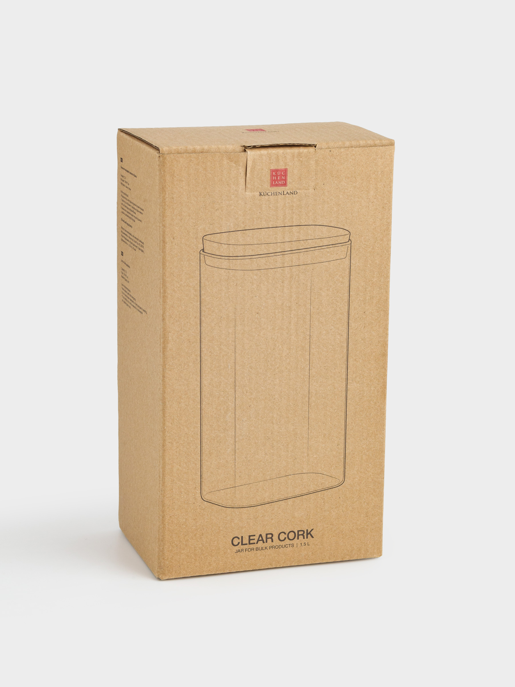Банка для сыпучих продуктов, 1,5 л, стекло/пробка, прямоугольная, Clear cork, image-4