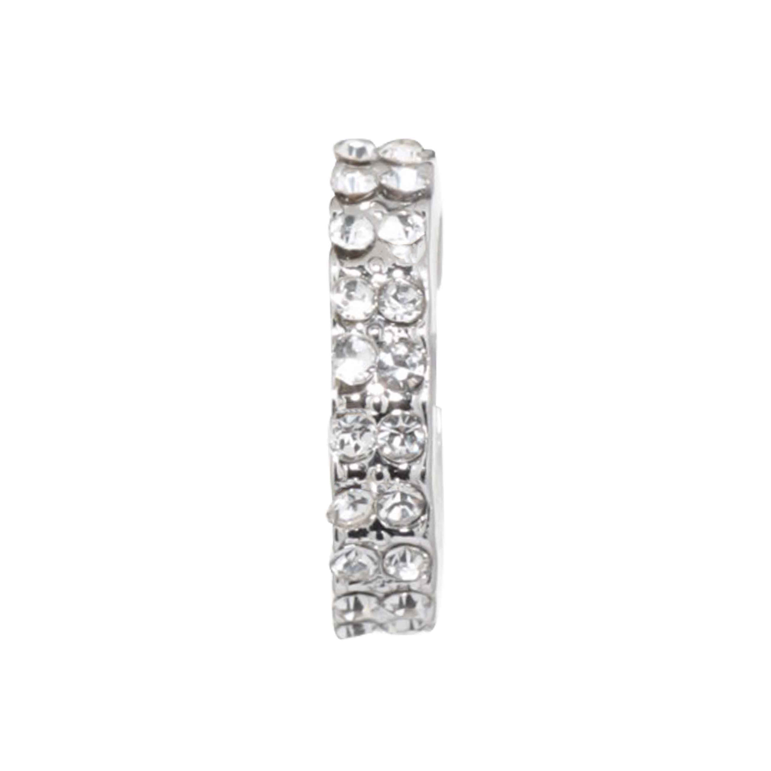 Серьга-кафф, 1 см, металл, серебристая, Кристаллы, Jewelry crystal