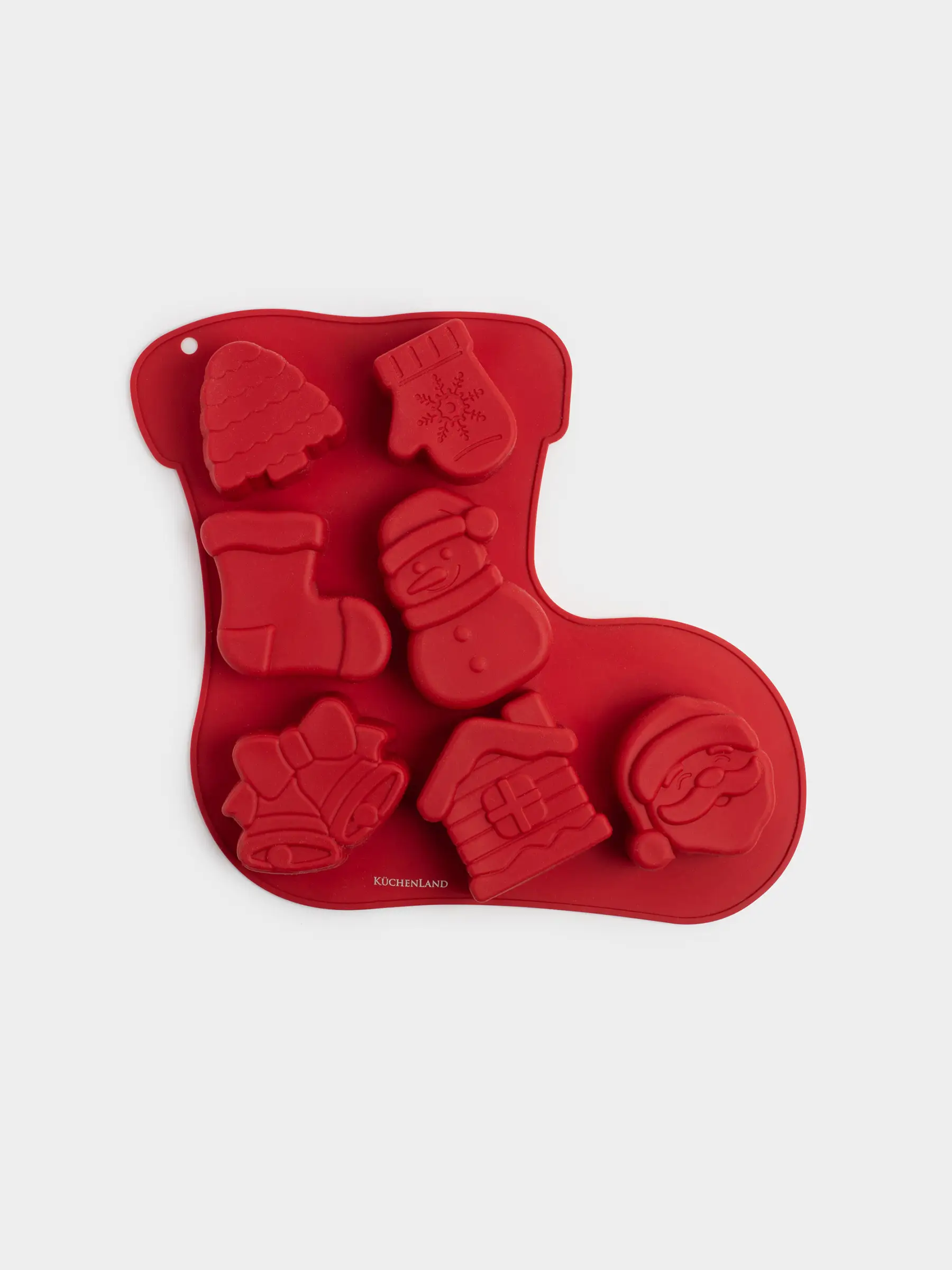 Форма для выпечки кексов, 28х24 см, 7 отд, силикон, красная, Сапожок, Bakery color