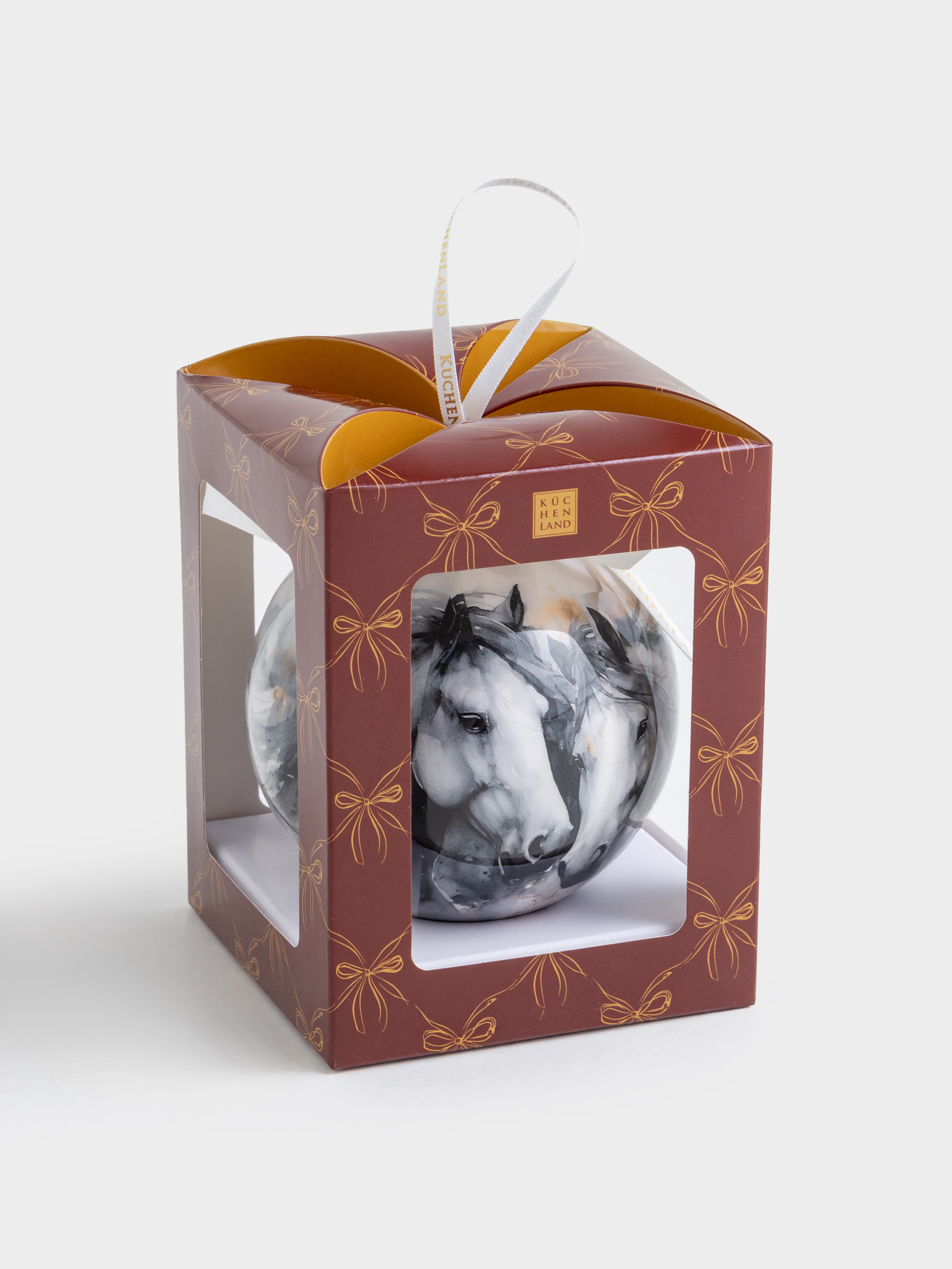 Игрушка елочная, 10 см, пенопласт, Шар, Кони, Ball print, image-3
