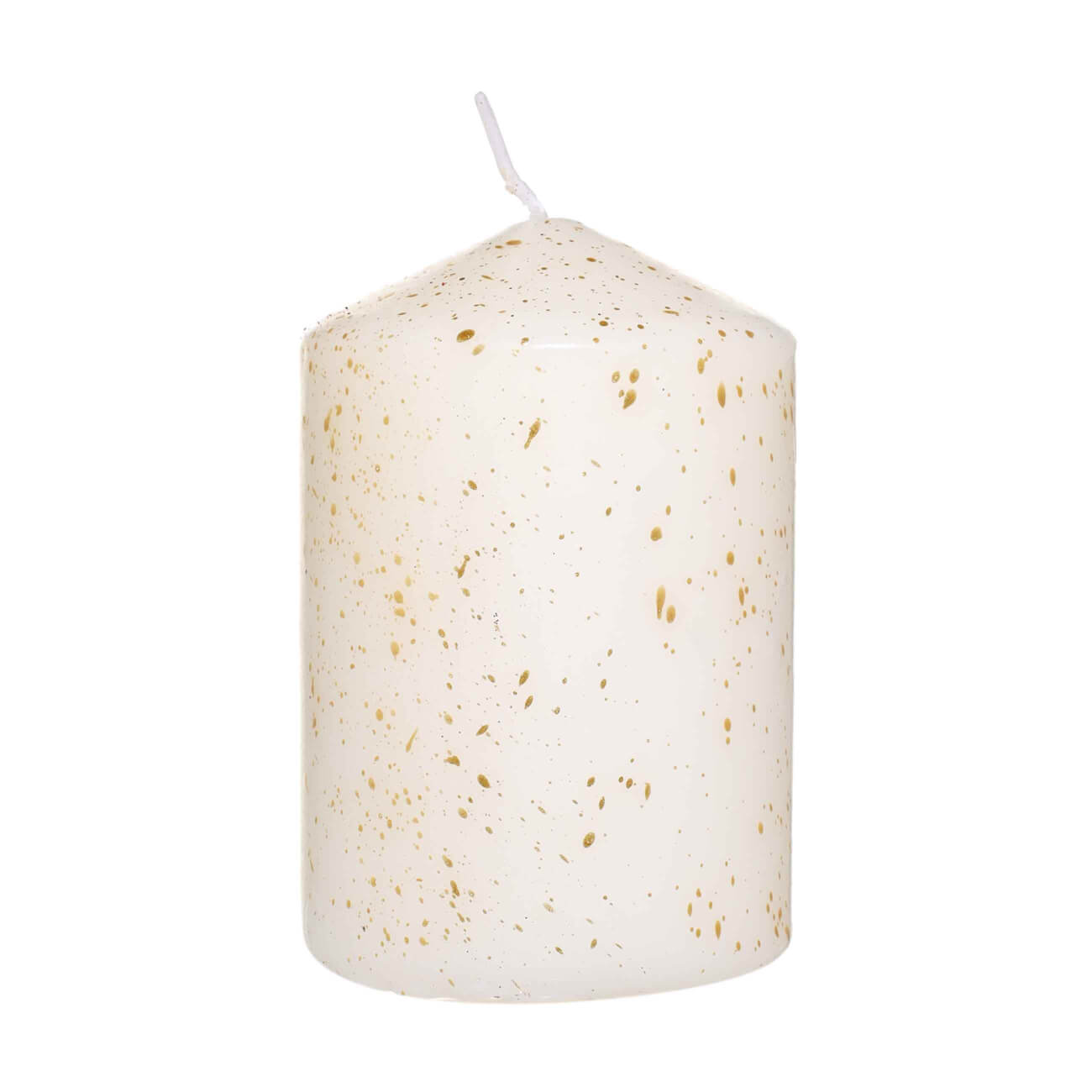 

Свеча, 10 см, цилиндрическая, молочная с блестками, Sparkle